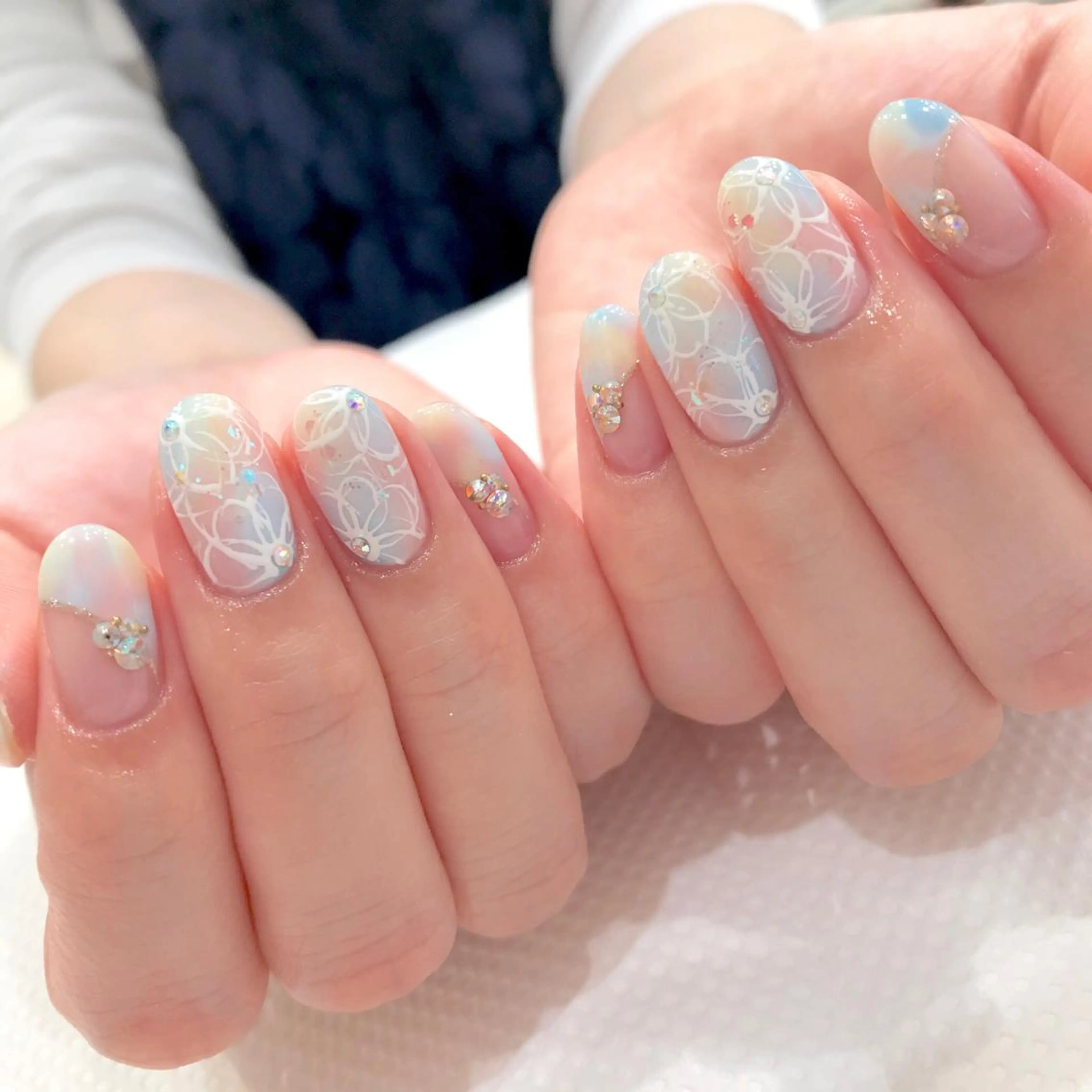 ネイル フラワーネイル 大理石ネイル(マーブル) Ash関内ネイリスト 荒木のネイルデザイン