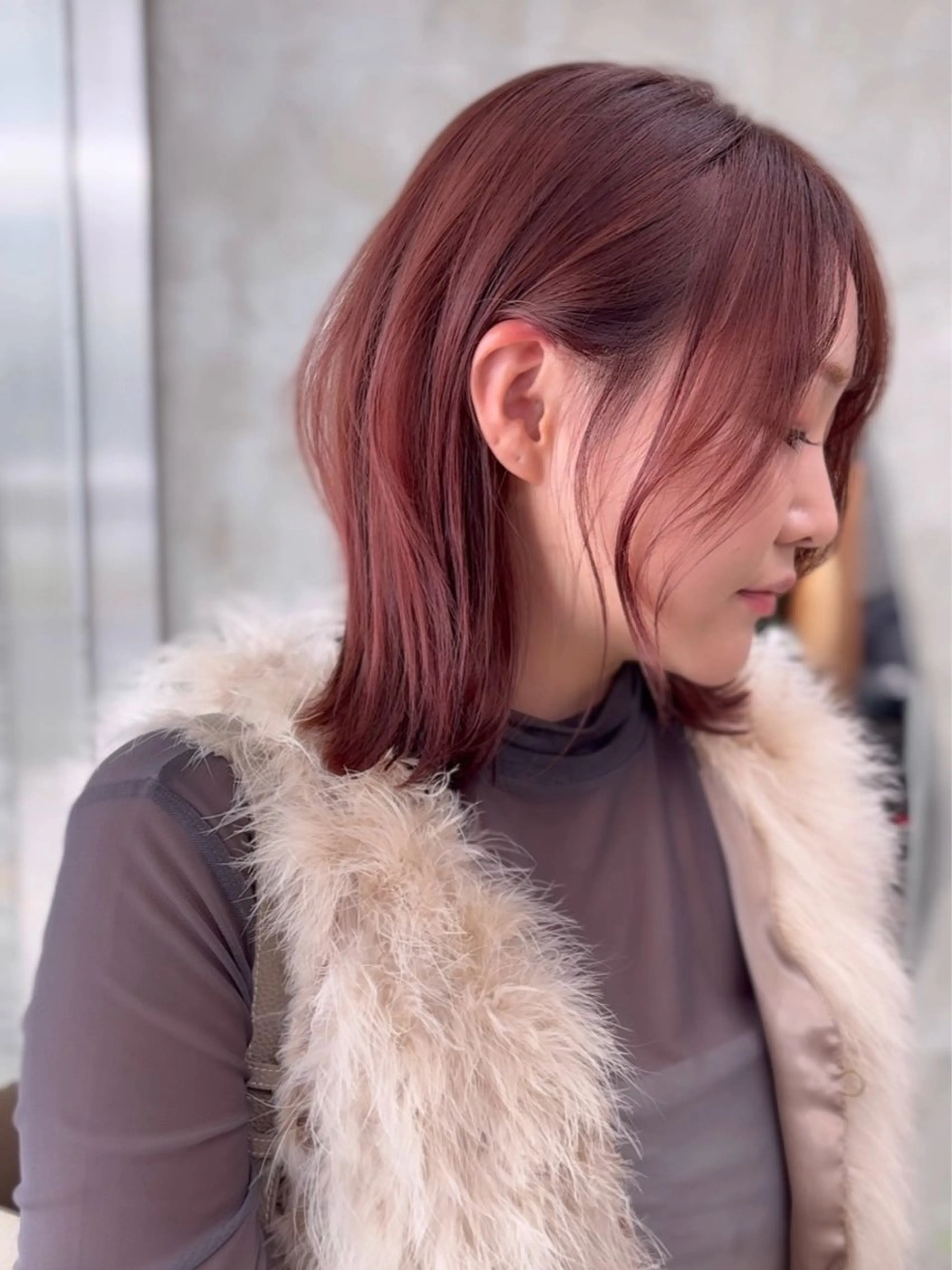 ミディアム ボブレイヤー ボブ レイヤーカット カット ヘアカラー トリートメント 古賀/レイヤーボブ /ハッシュカットのヘアスタイル