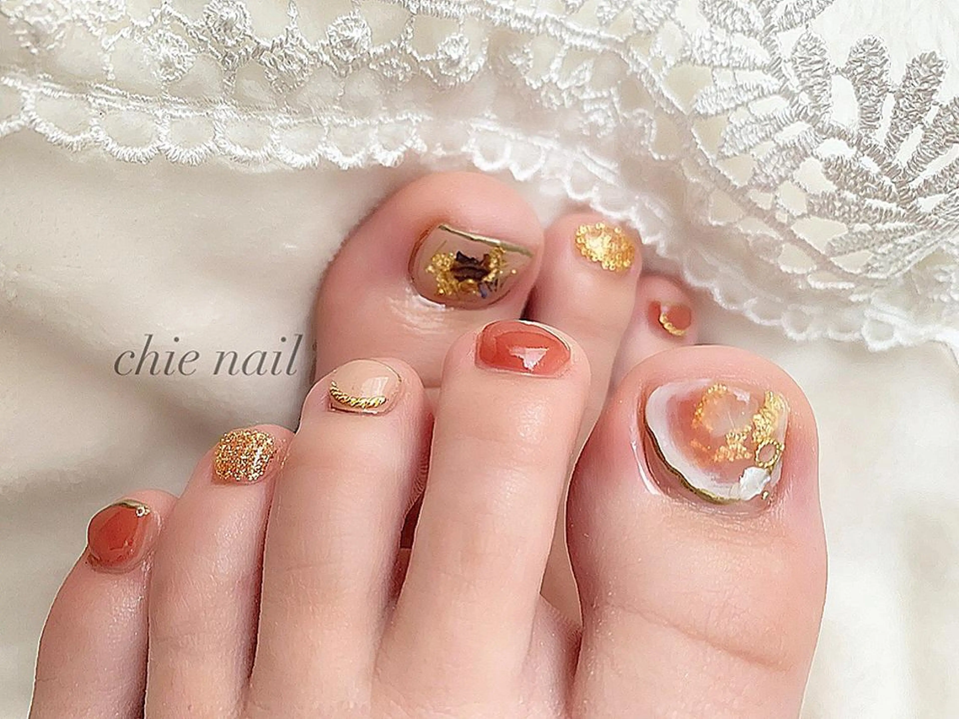 ネイル ニュアンスネイル オレンジ 森ノ宮❤︎ chieのネイルデザイン