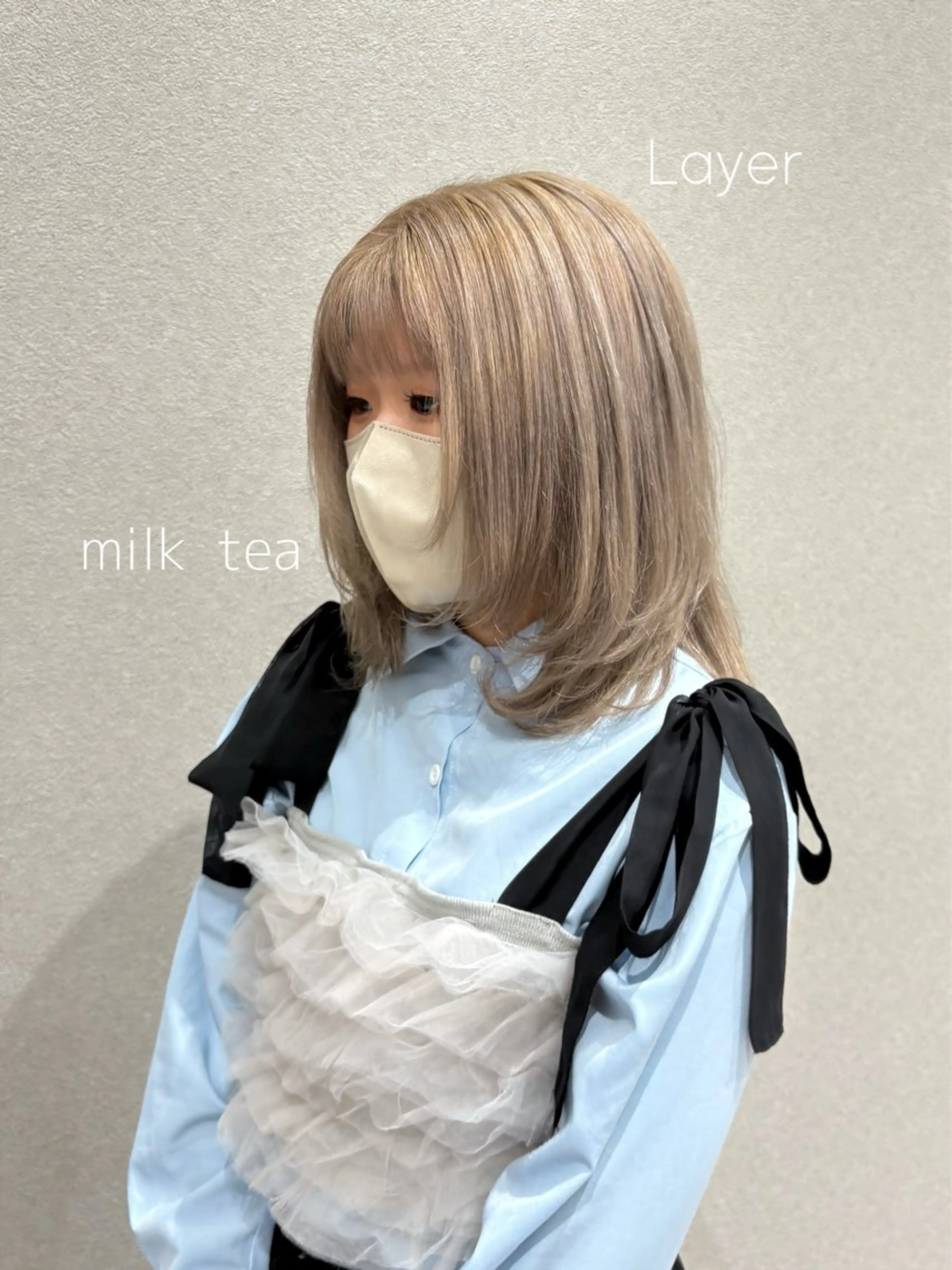 ミディアム ヘアカラー ハイトーン/カラー /ウルフ/RENAのヘアスタイル