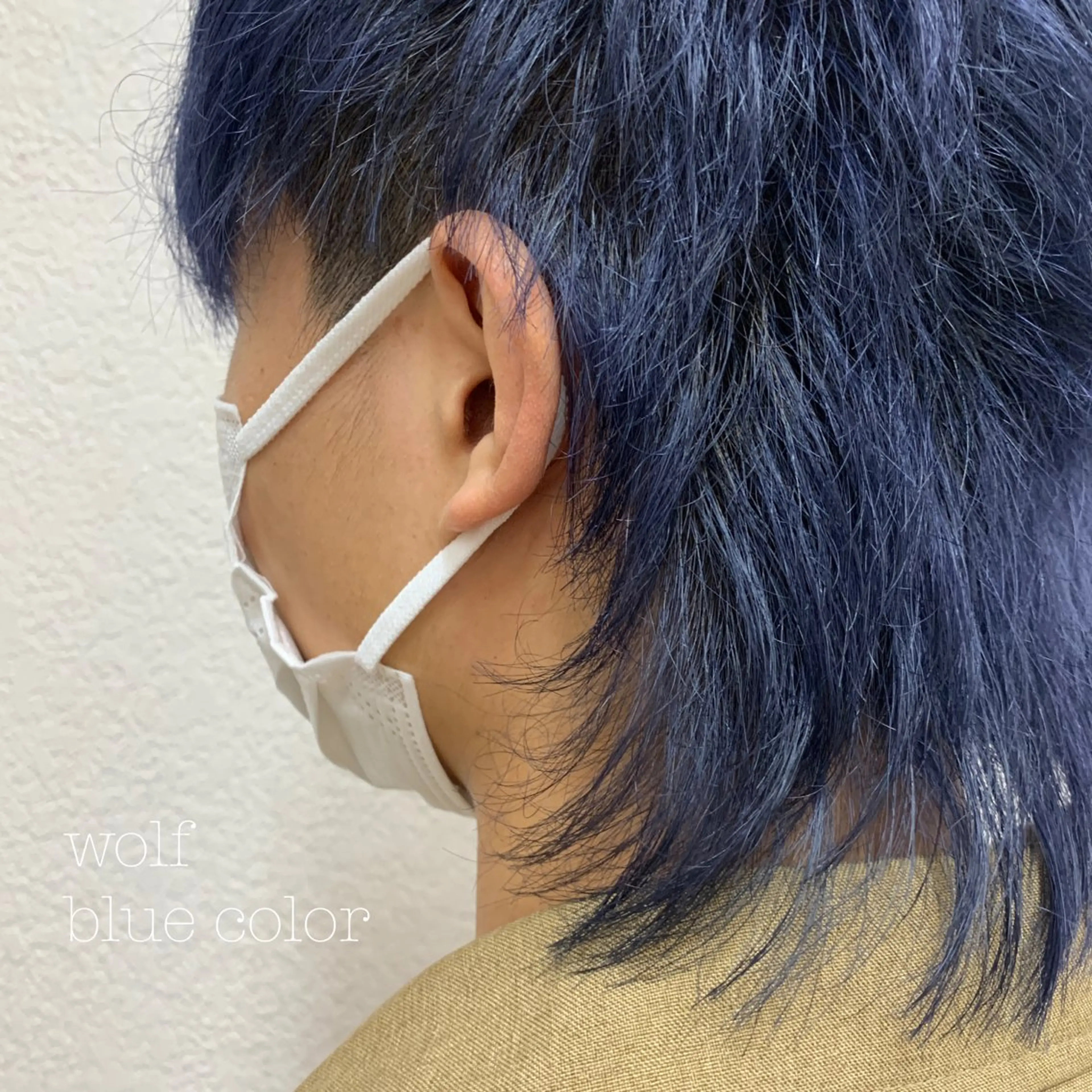 ショート カラー メンズ メンズブリーチ メンズウルフカット ブリーチ ブルーカラー ウルフカット GO TODAY 原宿本店所属・似合わせカット得意 💛RENA💛のヘアスタイル