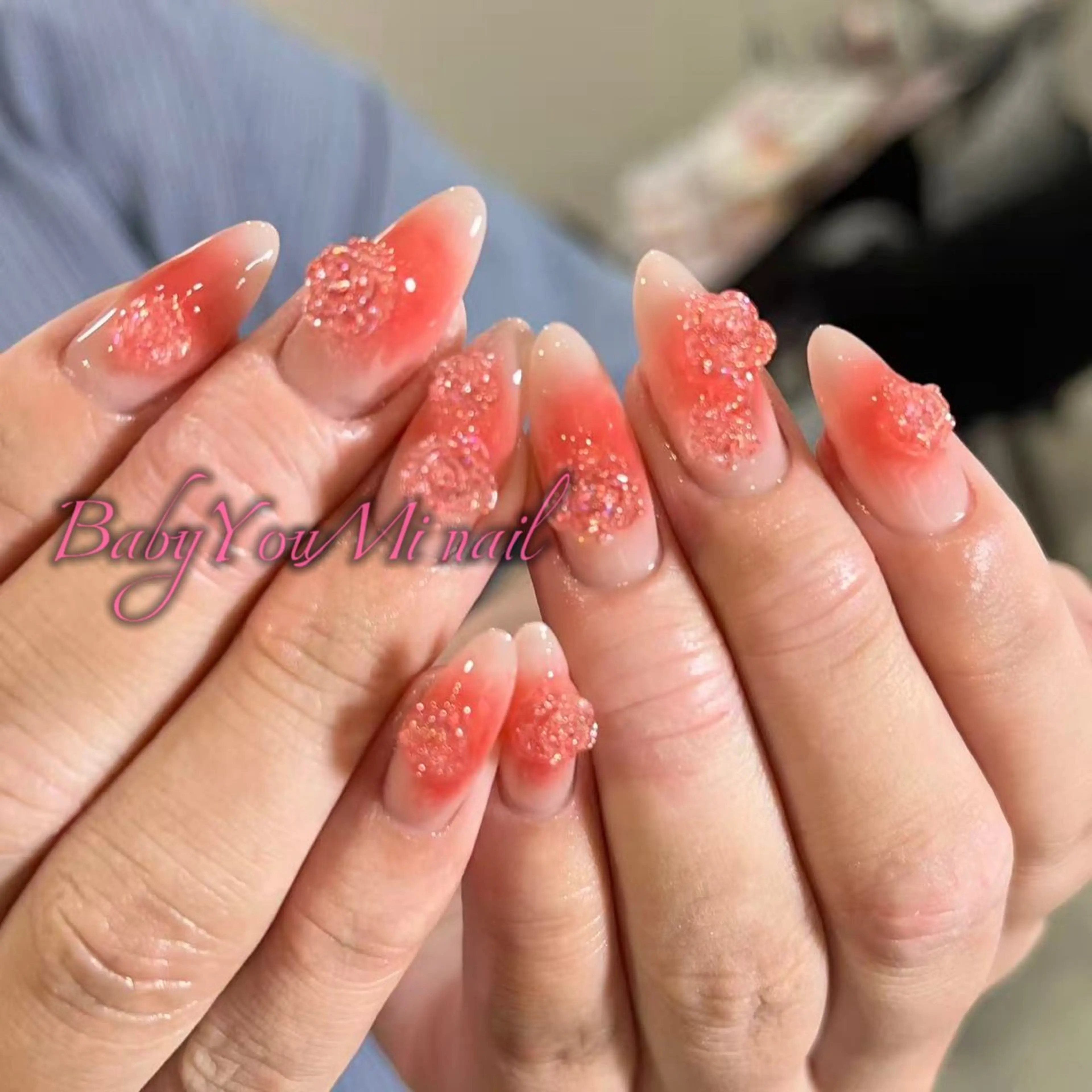 ネイル オーロラネイル フラワーネイル フットネイル フレンチネイル ジェルネイル ハンドネイル BabyYouMi ねねのネイルデザイン