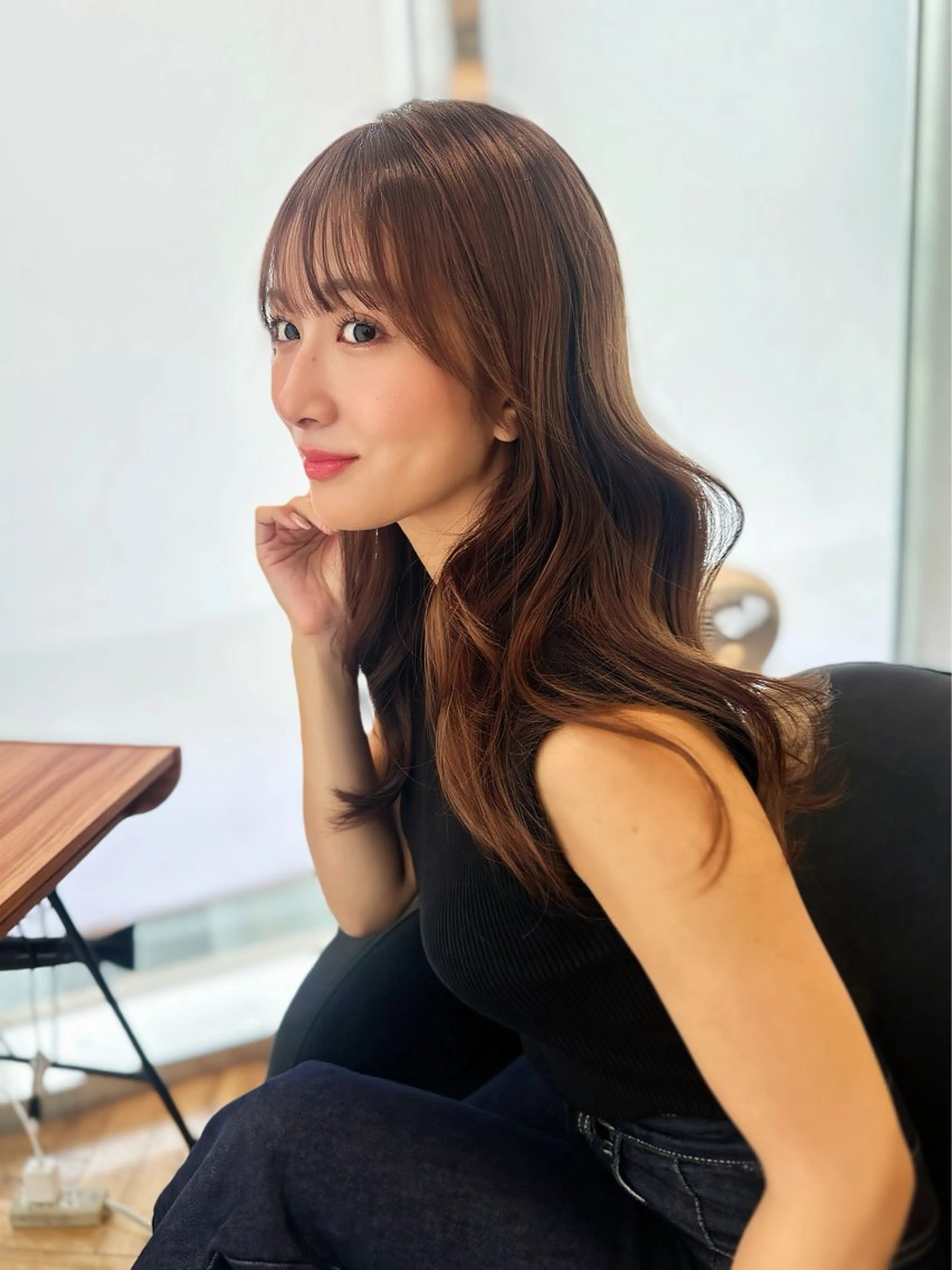 セミロング レイヤー/顔周り 田山 穂波のヘアスタイル