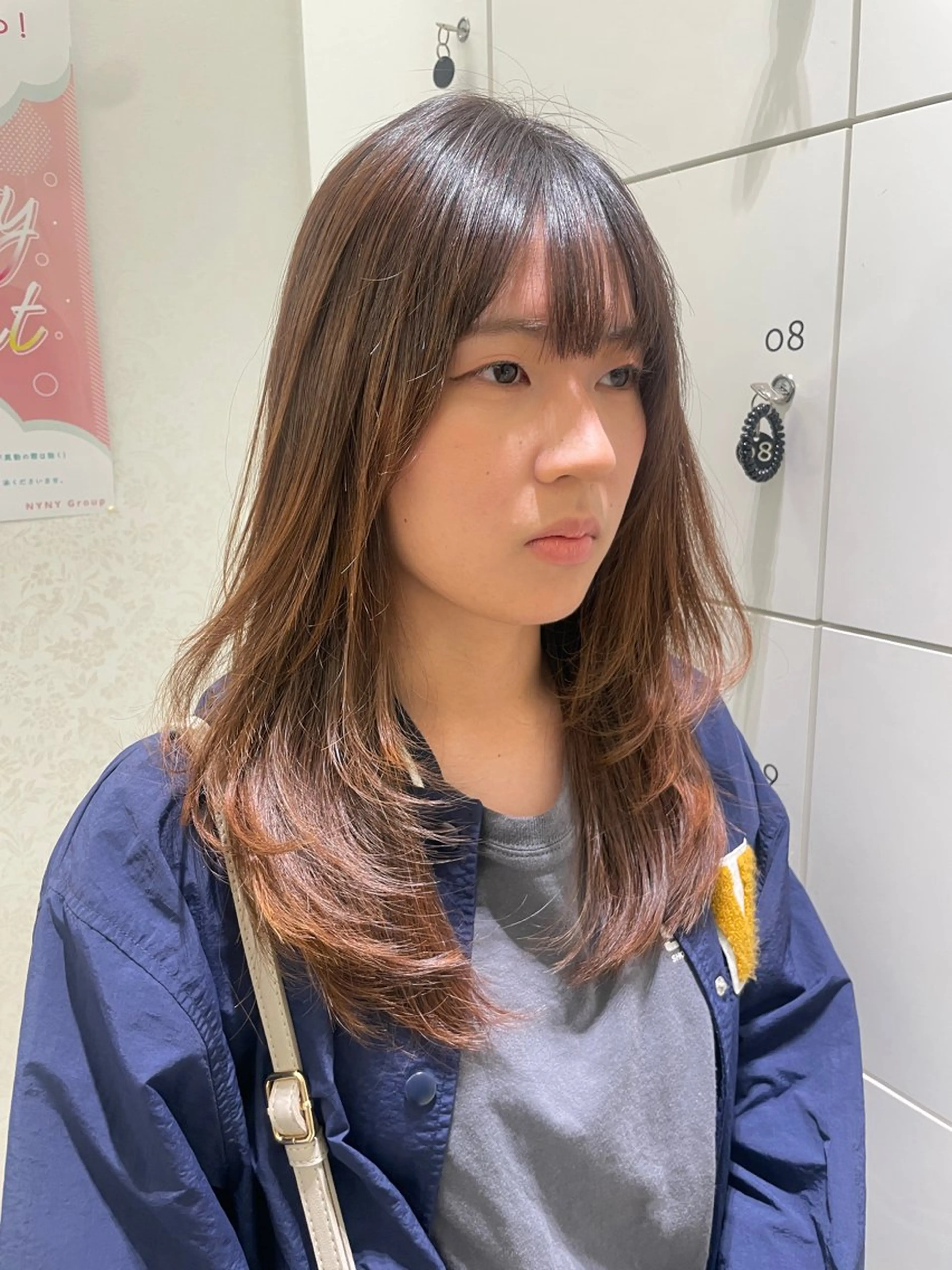 セミロング レイヤーカット カット 海外レイヤー/赤み 消しカラー/上原聖奈のヘアスタイル