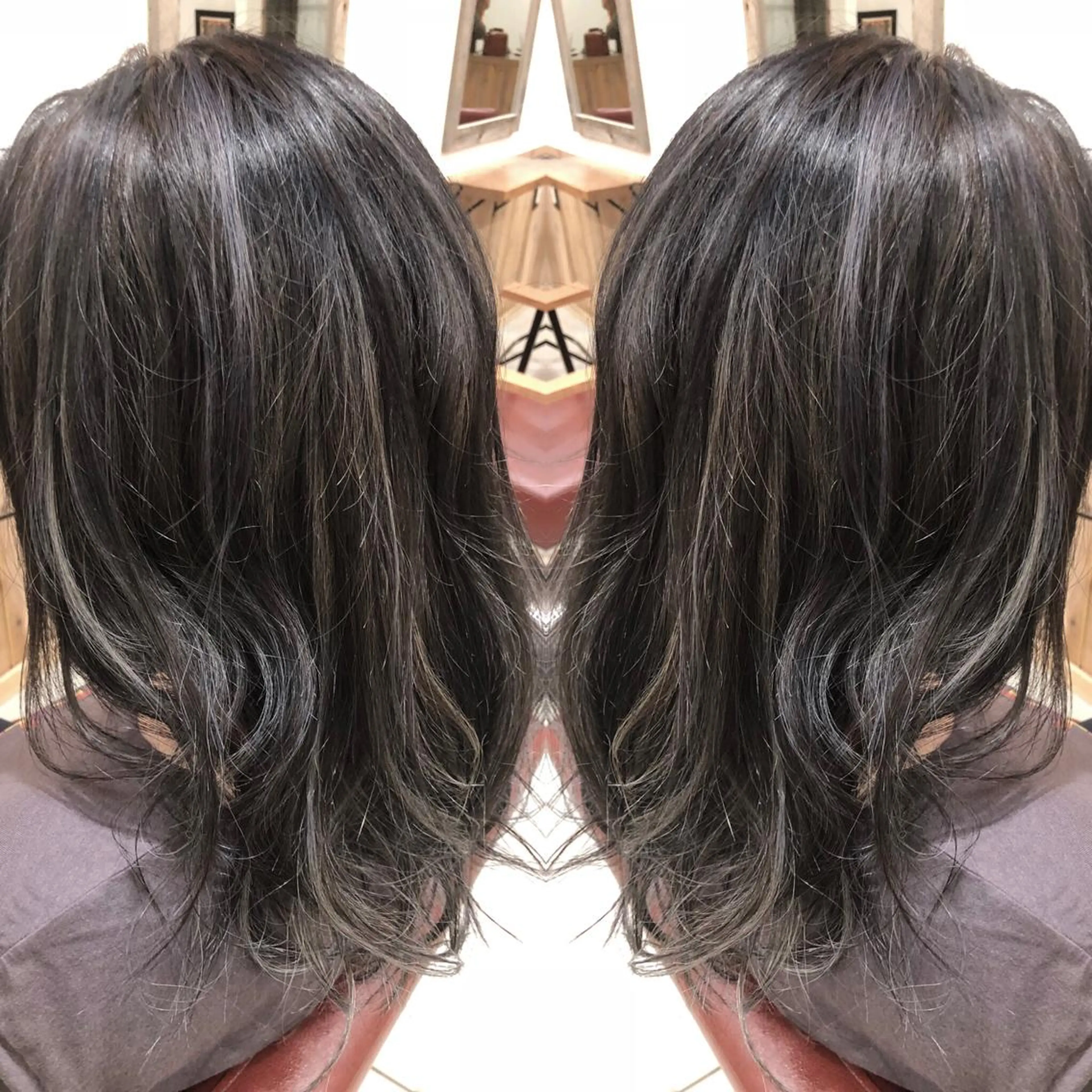 ロング カラー アッシュ ブルーカラー ブルーアッシュ M IIのヘアスタイル
