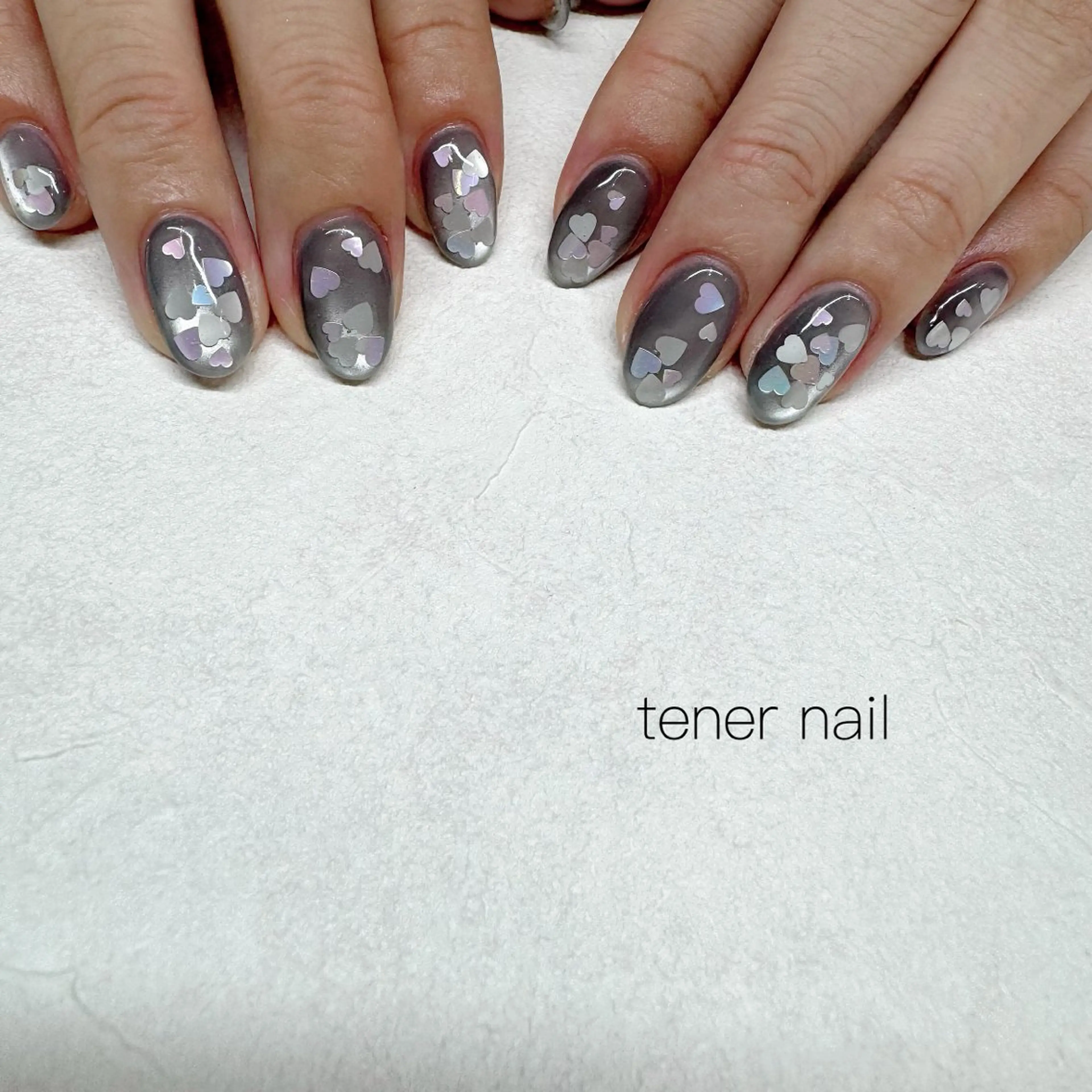 ネイル ハート ホログラムネイル マグネットネイル ハンドネイル tener  nail  テネルネイル所属・テネルネイル tener nailのネイルデザイン
