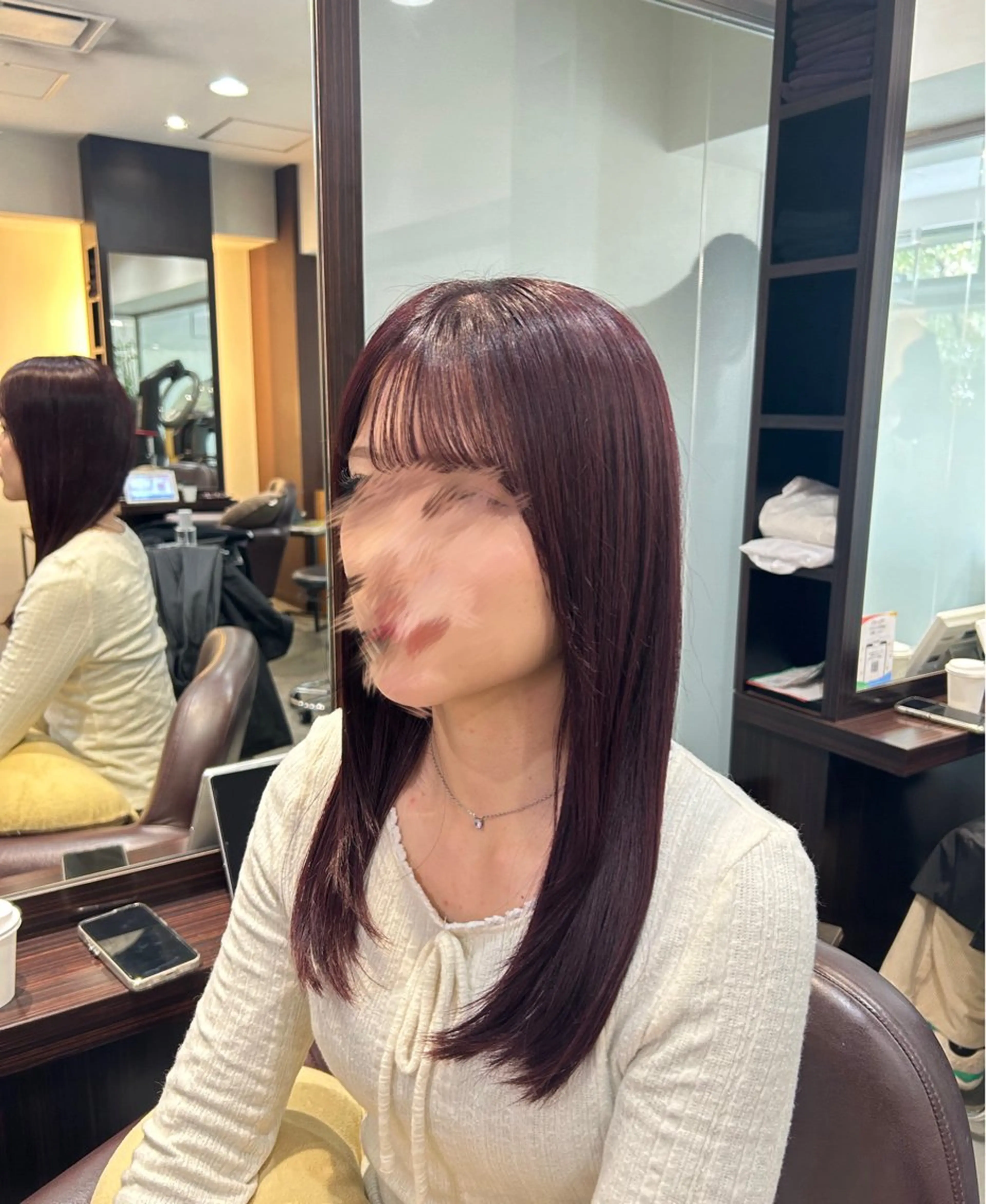 ロング カラー ボルドーカラー トリートメント ヘアカラー ヘッドスパ 坂本奈都美 🎀のヘアスタイル