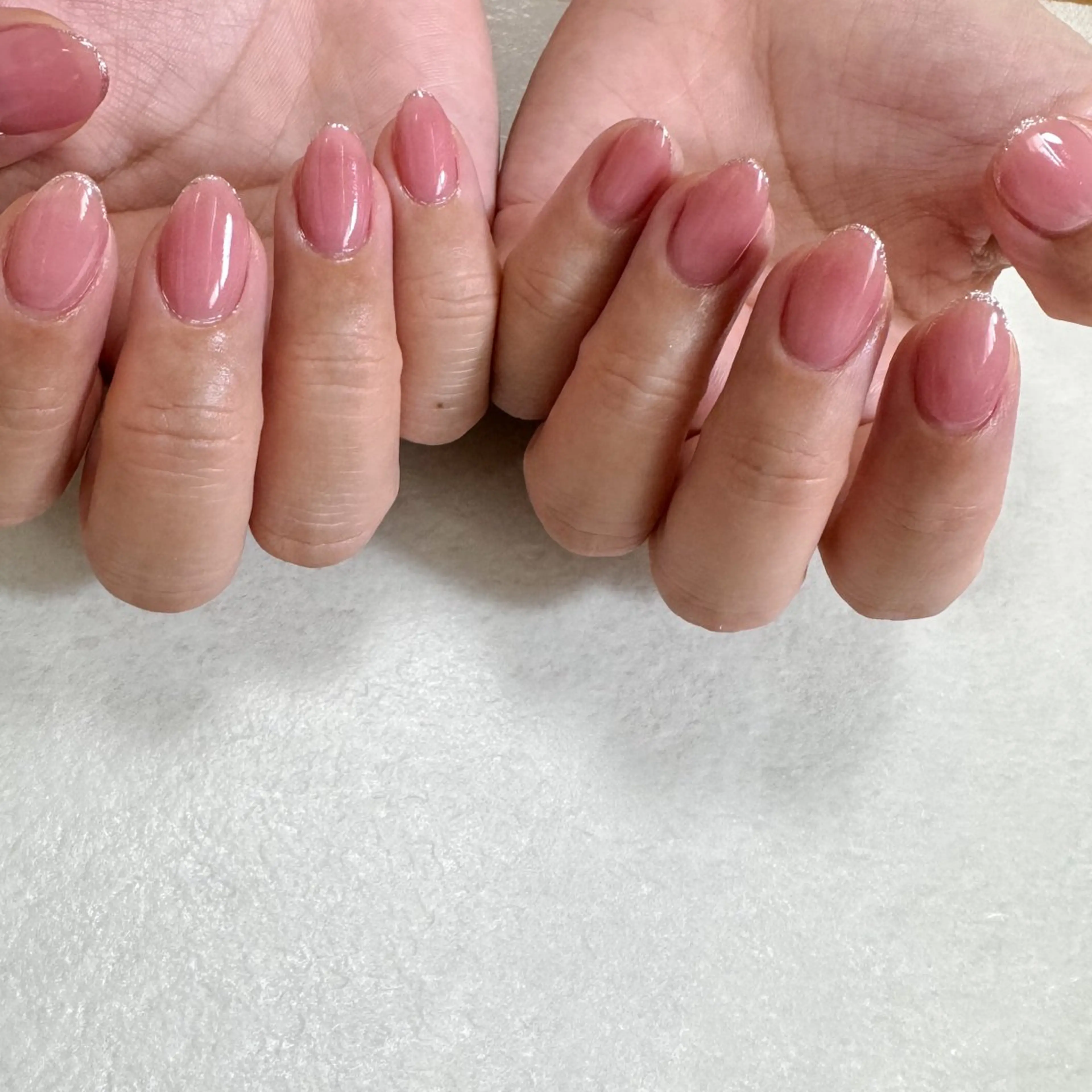 ネイル フレンチネイル ラメ(グリッター) ワンカラーネイル ピンク pointillé .ayaのネイルデザイン