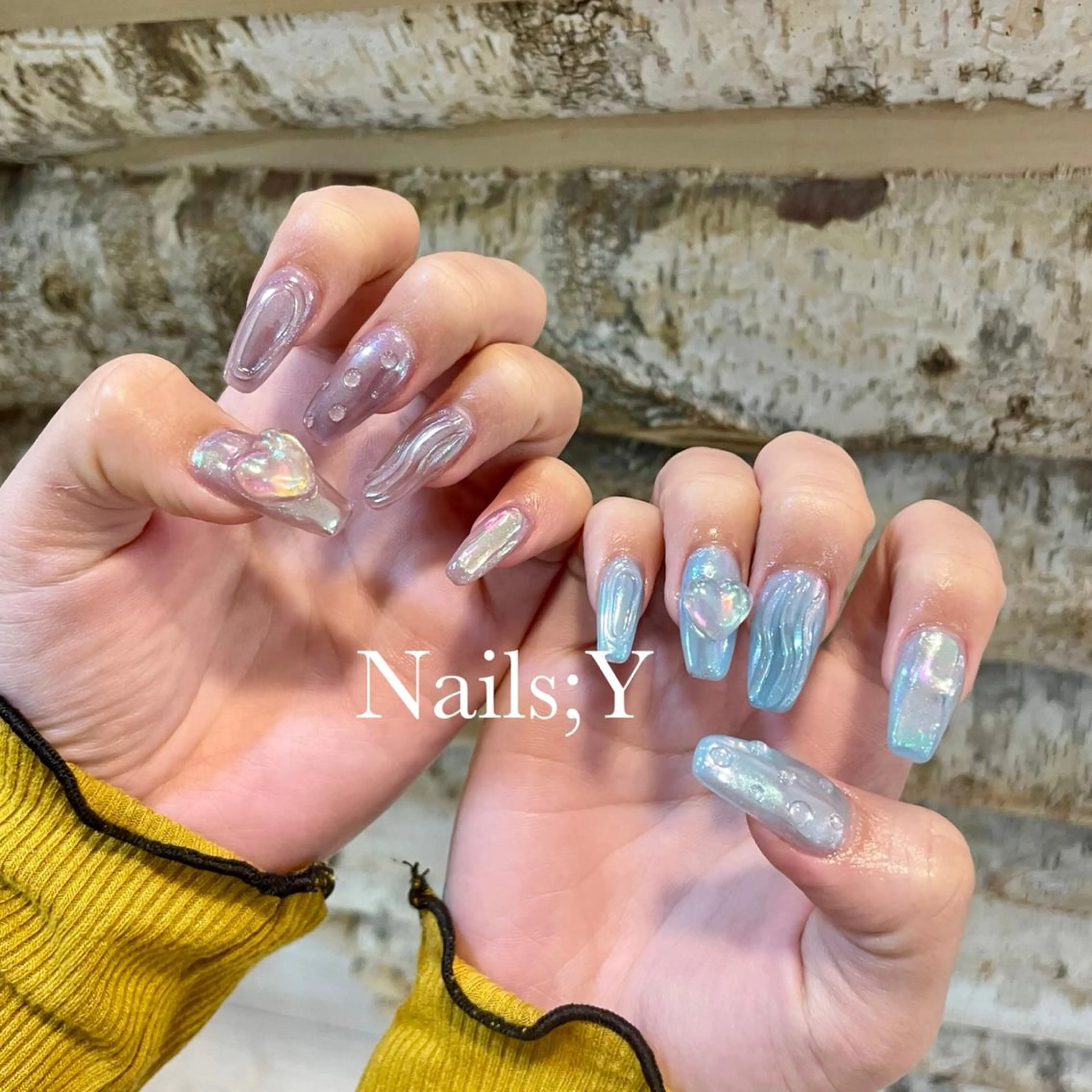 ネイル 氷ネイル・うるうるネイル キラキラネイル ワンカラーネイル スカルプネイル yo koのネイルデザイン