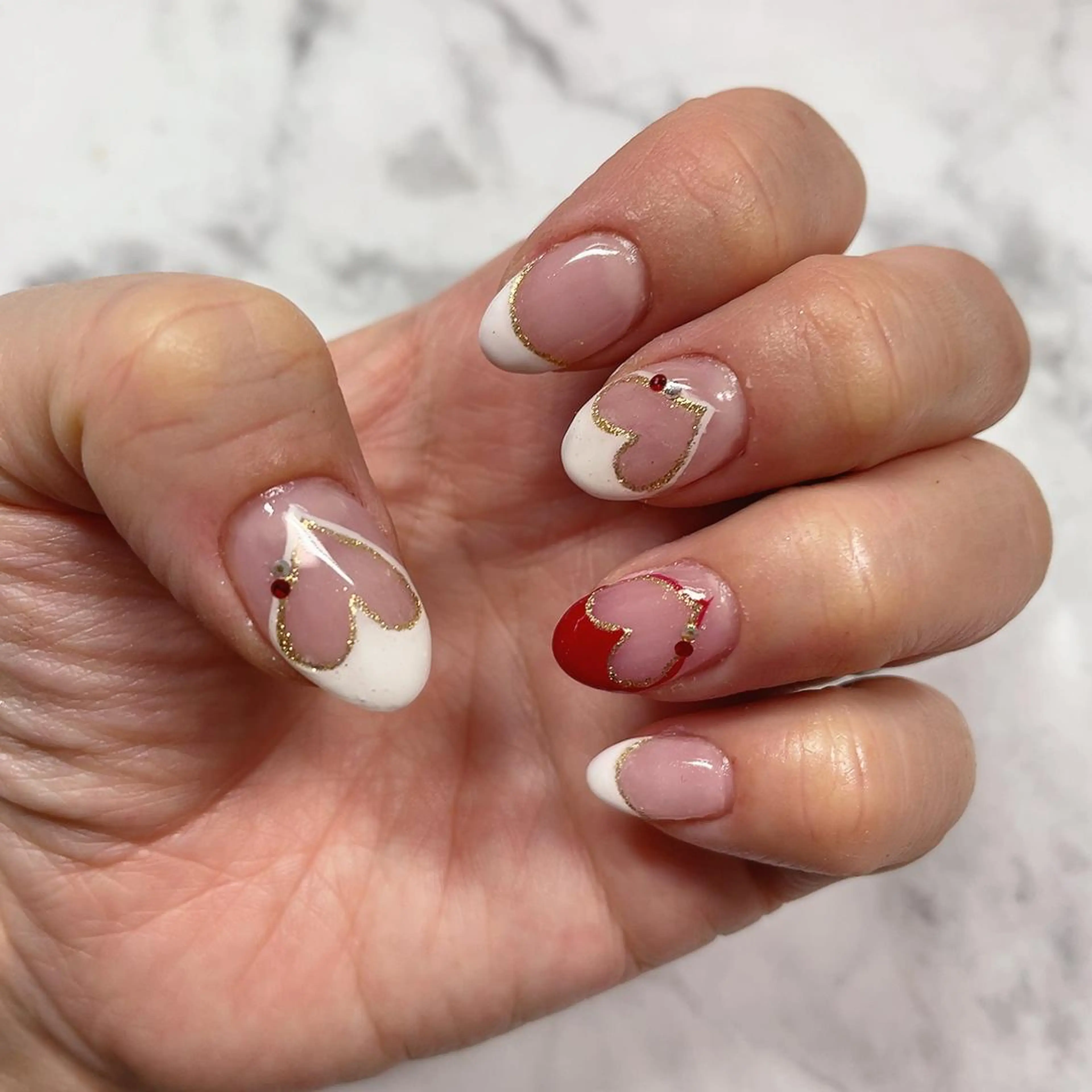 ネイル フレンチネイル ハート ユキコ ネイルのネイルデザイン