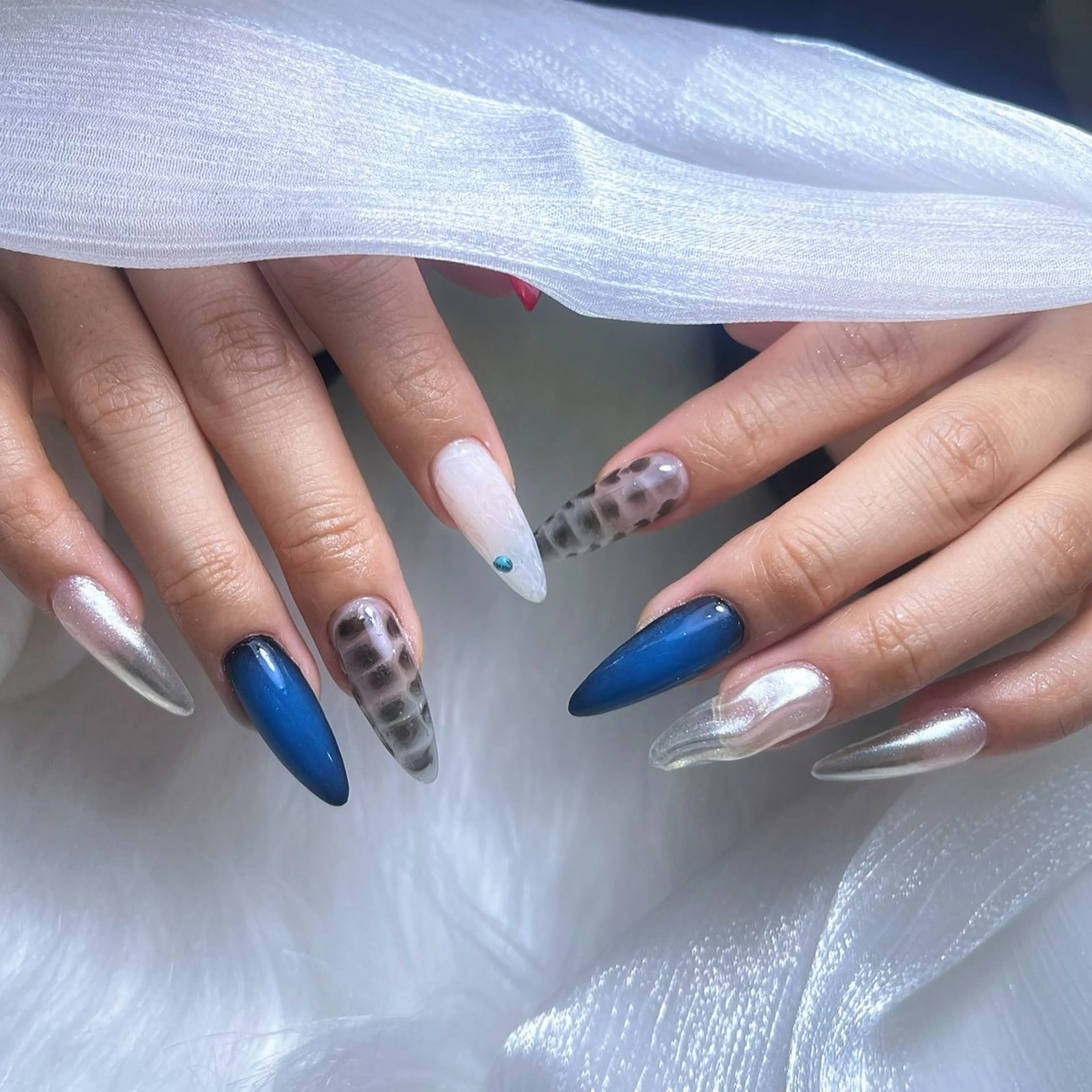 ネイル チークネイル クリアネイル ガーリー キラキラネイル 韓国ネイル ハンドネイル NailPrincess所属・princess スカルプ専門店のネイルデザイン