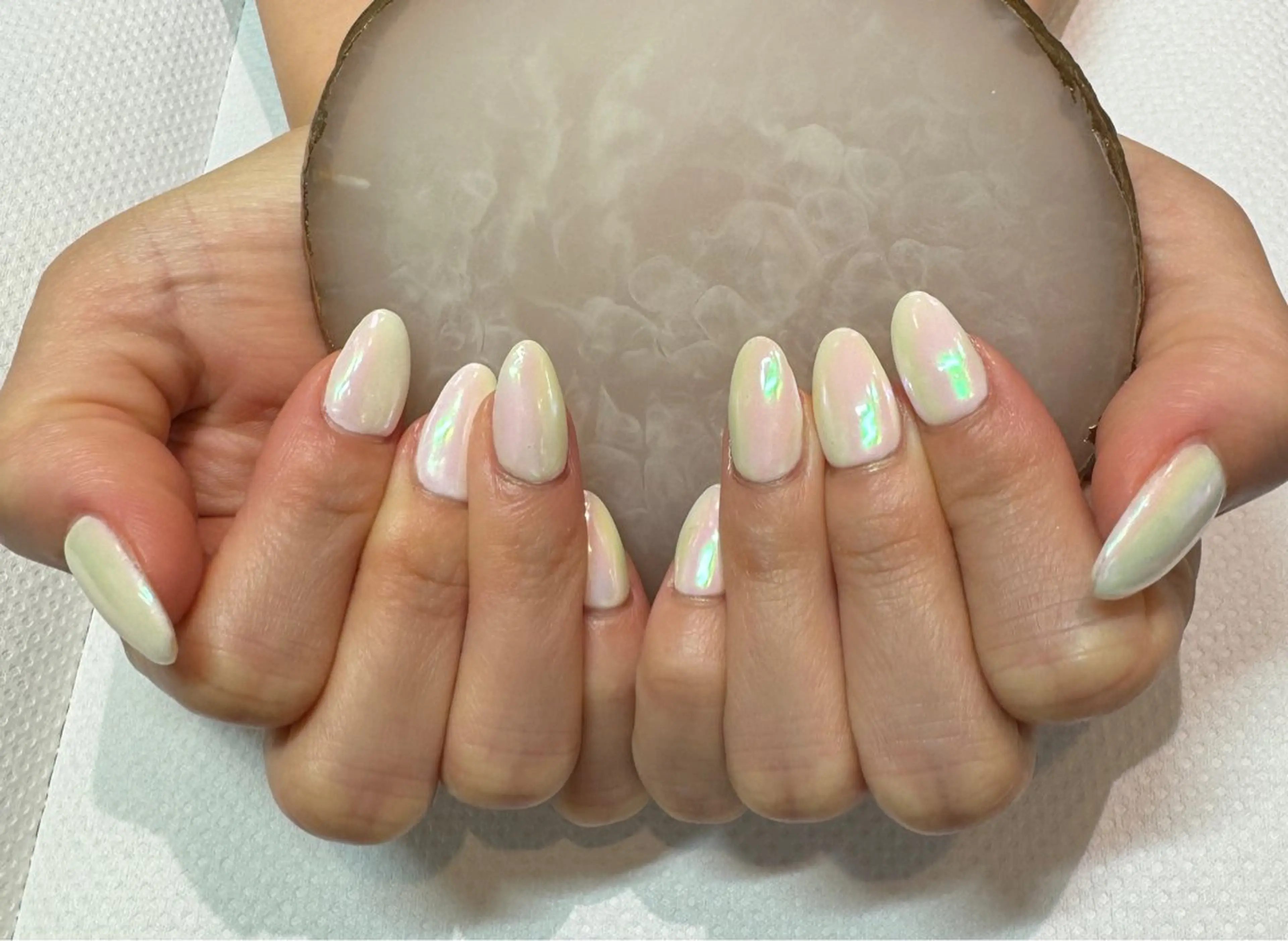 ネイル ミラーネイル ピンク フットネイル Girasol YUKIのネイルデザイン