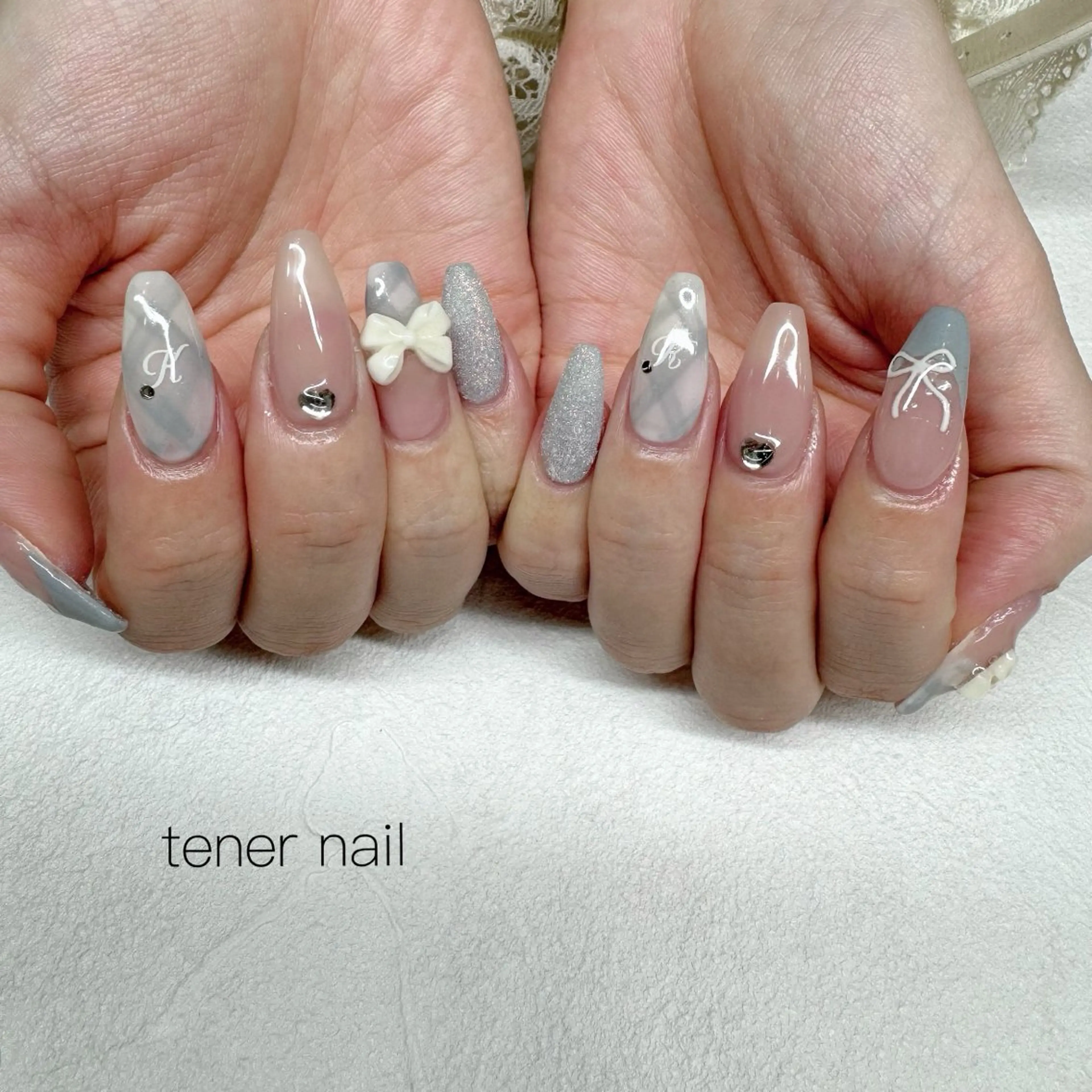 ネイル リボン ハンドネイル tener  nail  テネルネイル所属・テネルネイル tener nailのネイルデザイン
