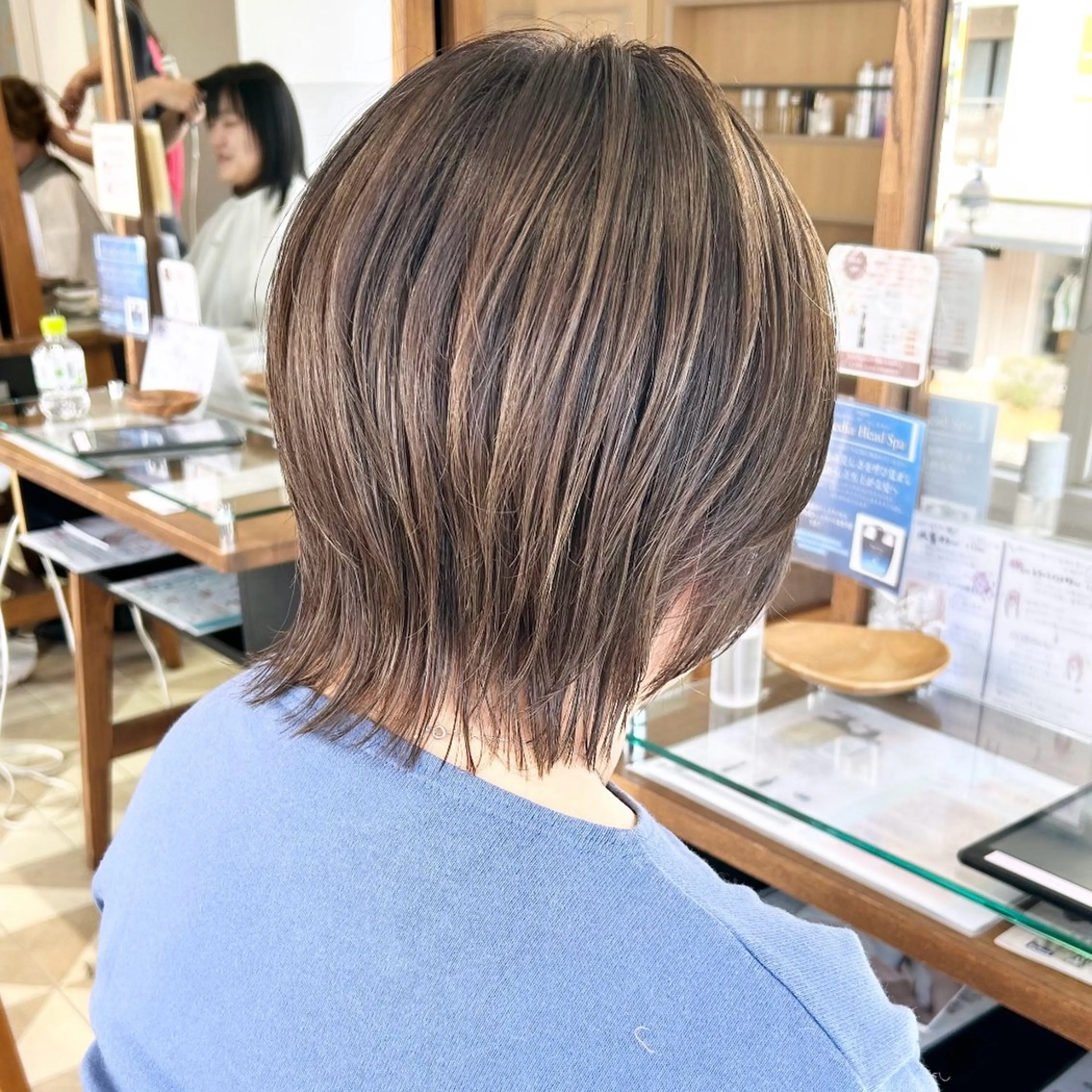 ミディアム カラー ヘアアレンジ カット ヘアカラー 吉水 彩乃 /ボブ/透明感カラーのヘアスタイル