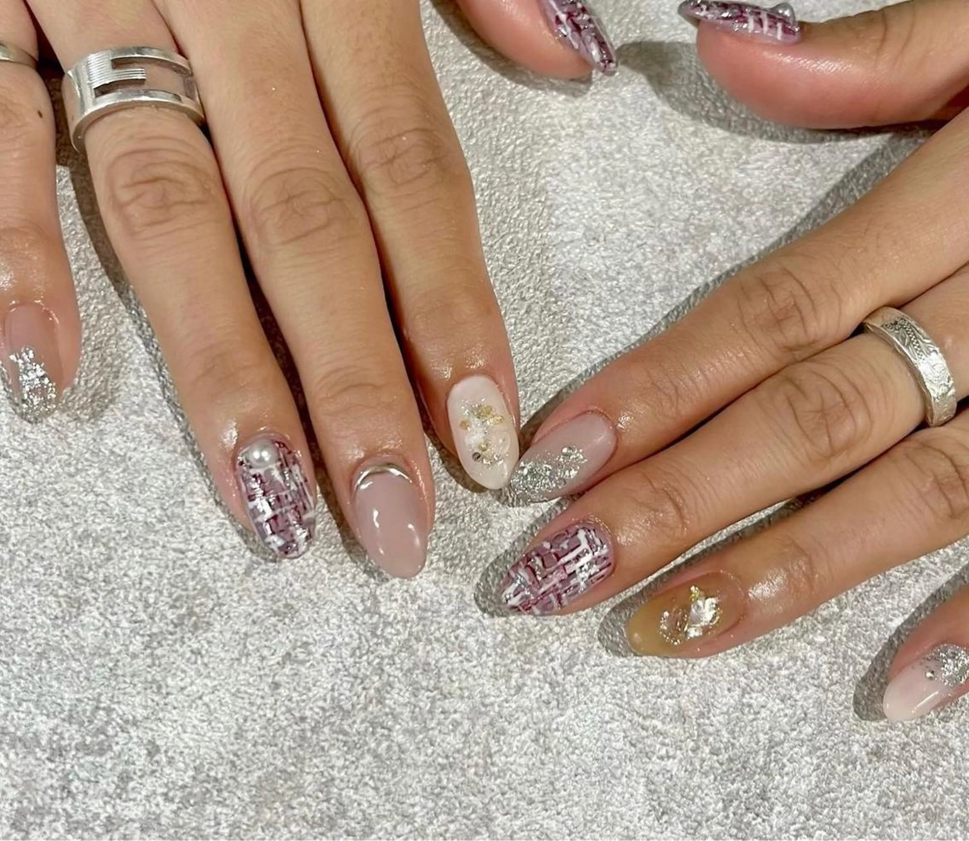 ネイル 成人式 フレンチネイル キラキラネイル 韓国ネイル ミラーネイル ハンドネイル Salon Ｋのネイルデザイン