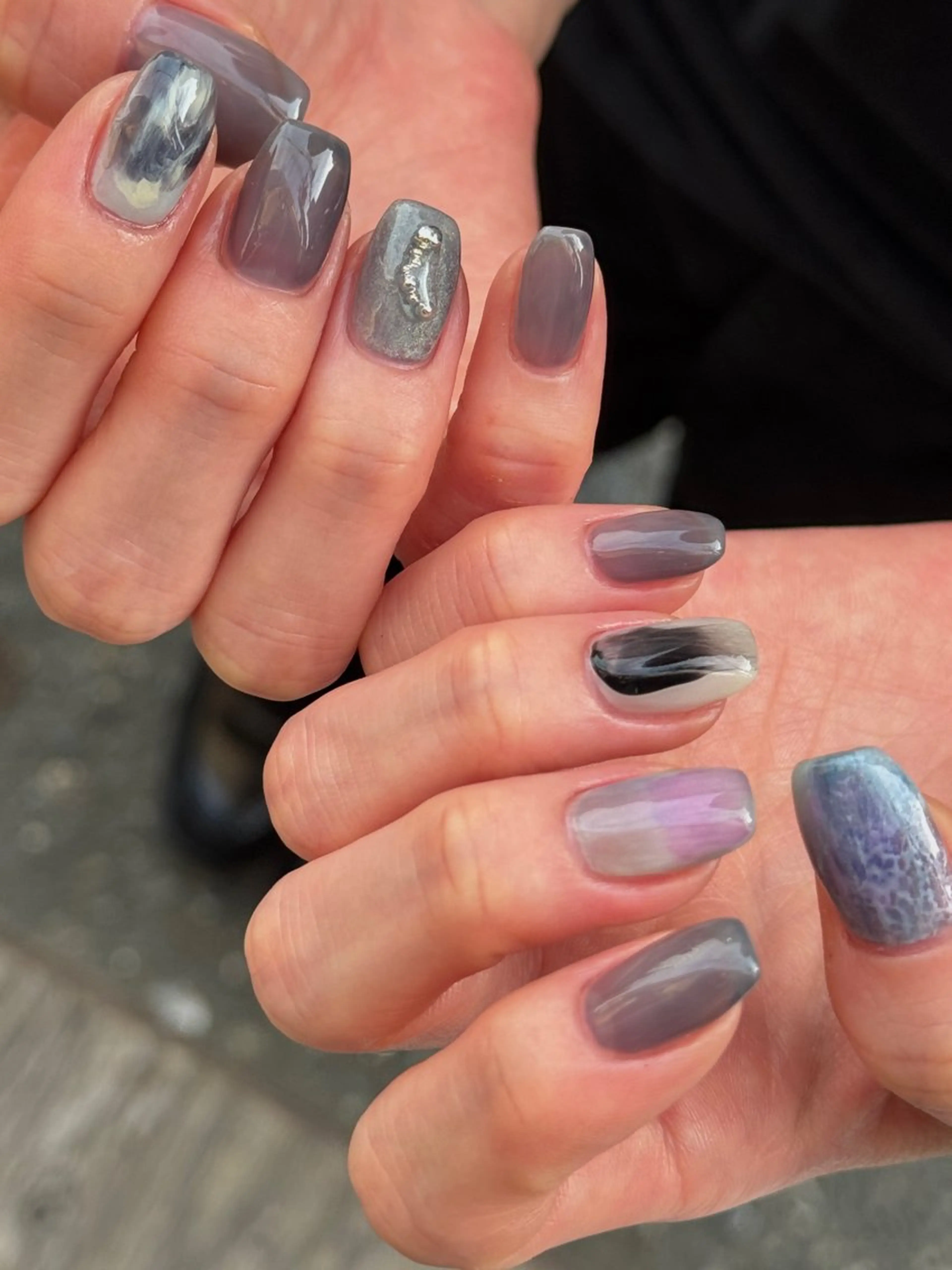 ネイル アートネイル マグネットネイル ニュアンスネイル ハンドネイル なんば堀江/育爪施術 ニュアンス✻Kaphのネイルデザイン