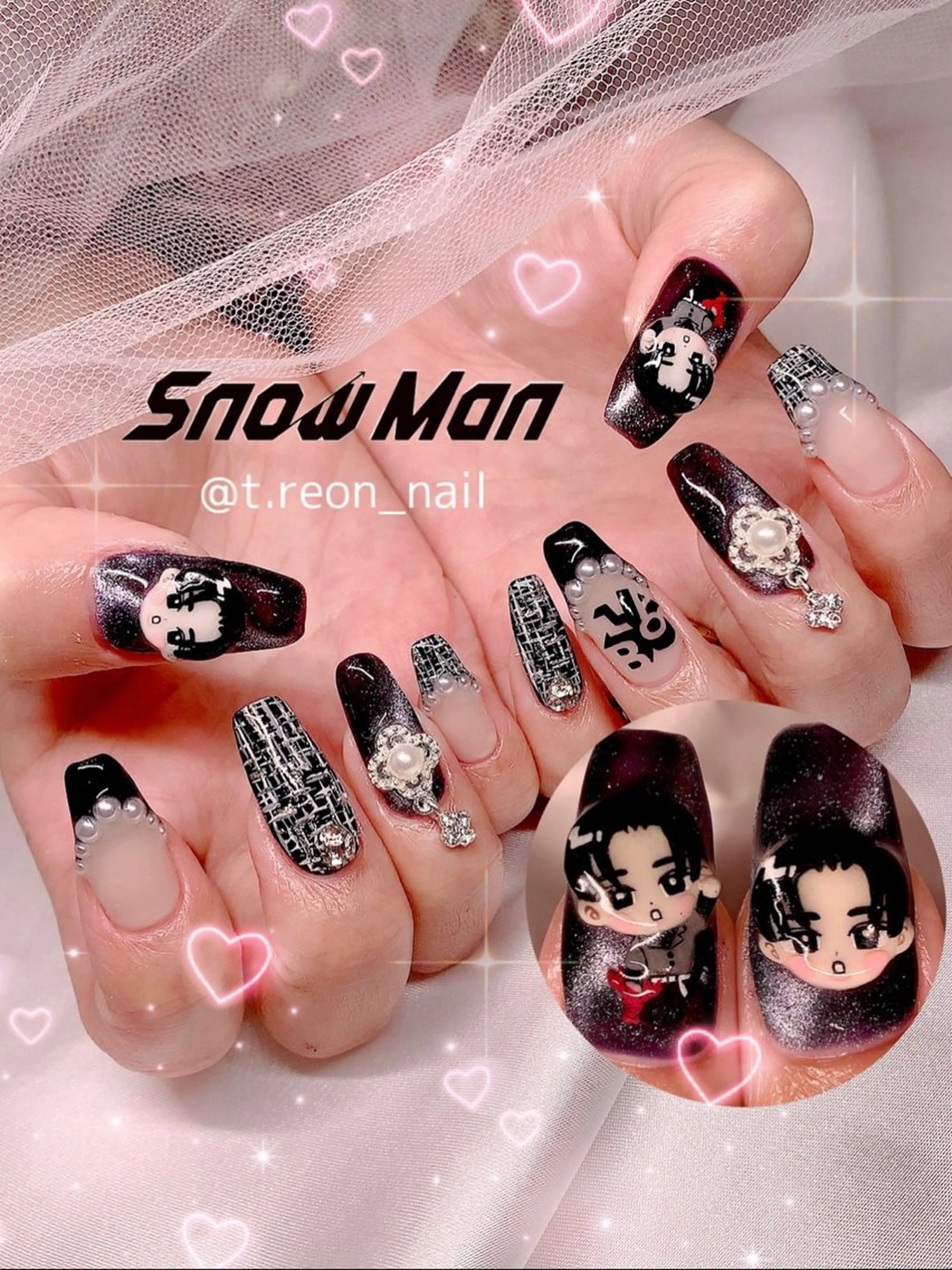 ネイル アートネイル ロングネイル 持ち込み ぷっくりネイル ハンドネイル シェアサロンLei.g(レイジー)所属・3Dアートネイル💗 都築レナのネイルデザイン