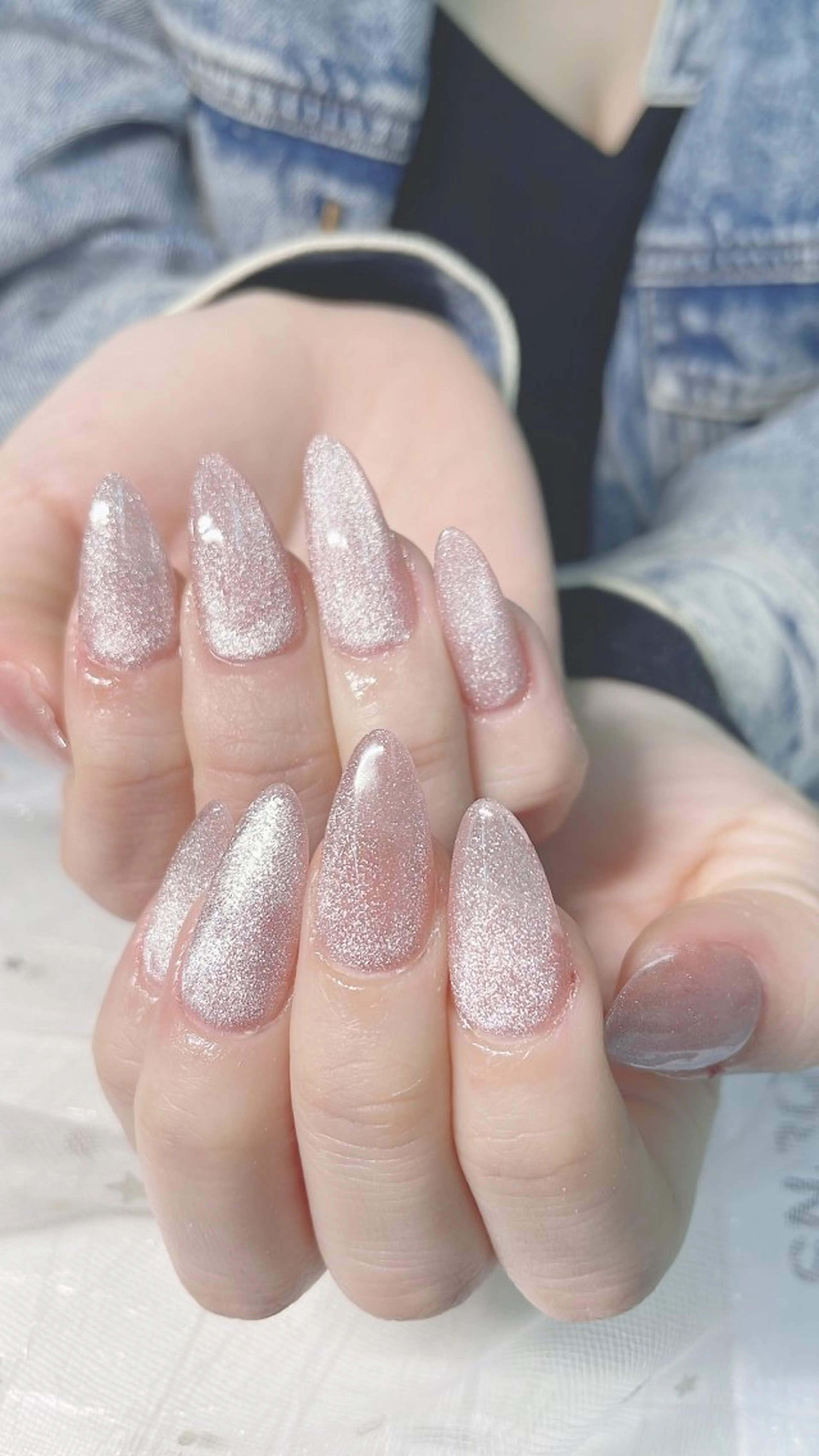 ネイル キラキラネイル 韓国ネイル ネイルチップ ワンホンネイル Van Nail Salon 本厚木のネイルデザイン