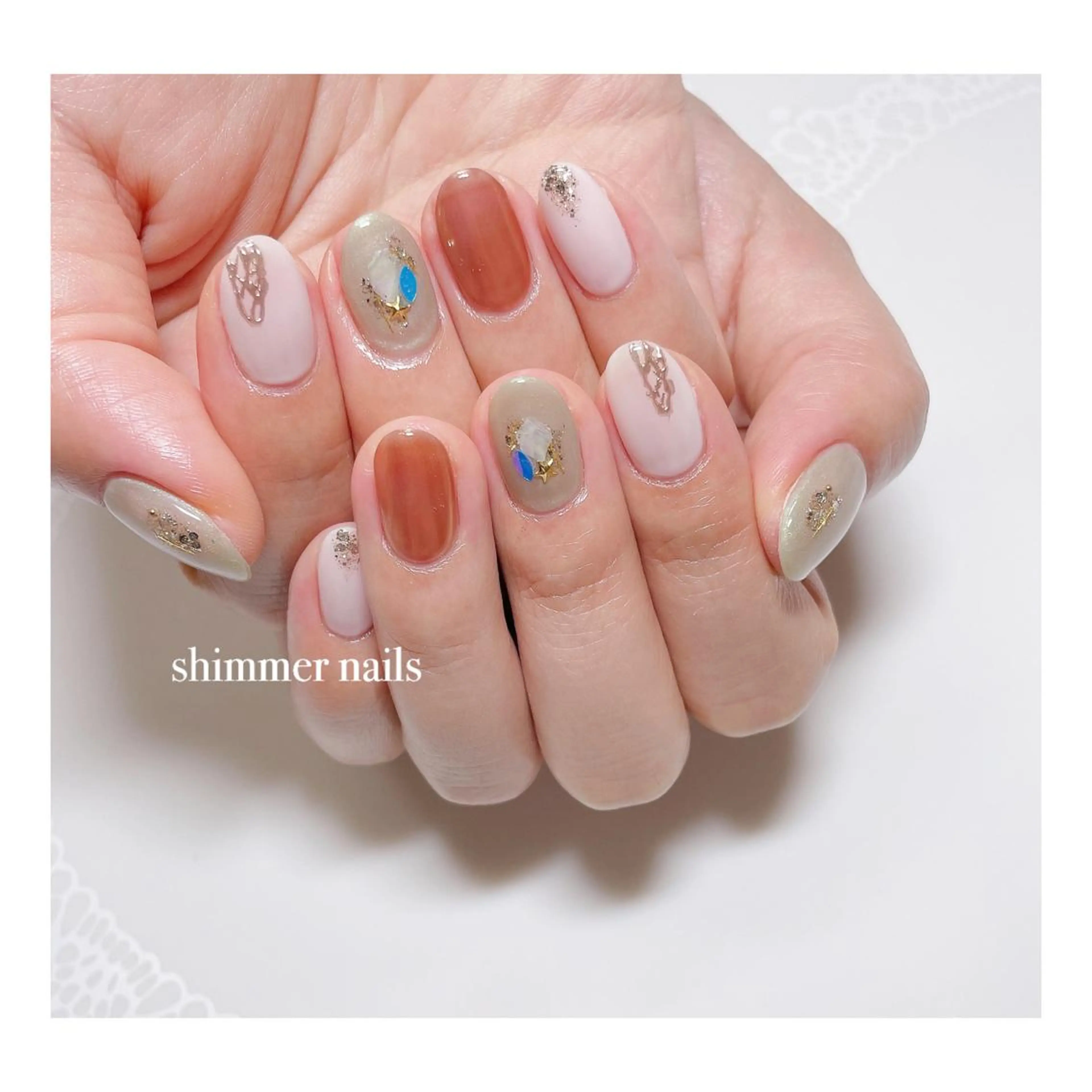 ネイル グリーン shimmer nailsのネイルデザイン