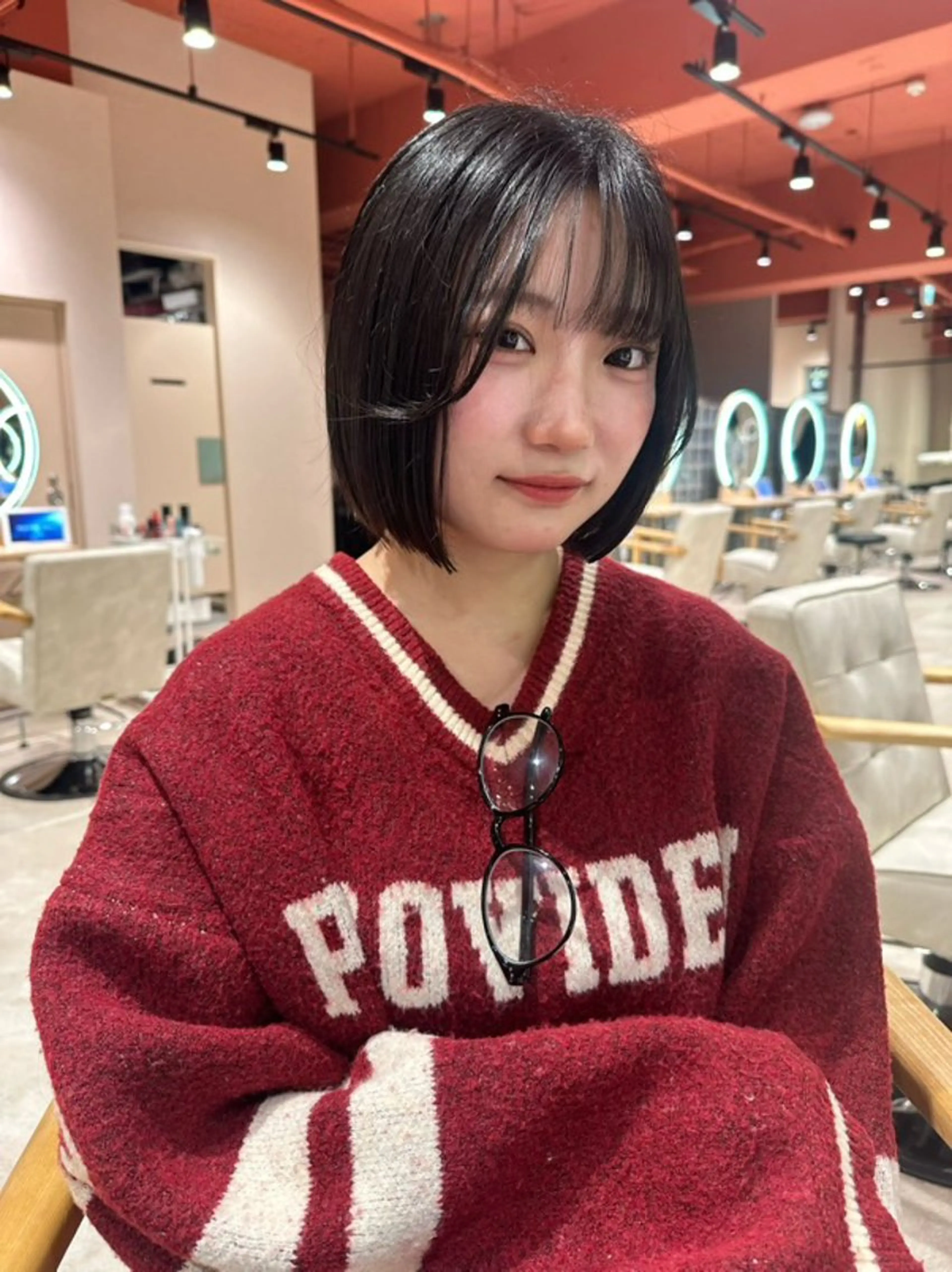 ミディアム ボブ くびれヘア 顔まわりレイヤー 髪質改善 くびれレイヤー カット ユウ✩.*˚/メンズ /パーマ/ハイトーンのヘアスタイル