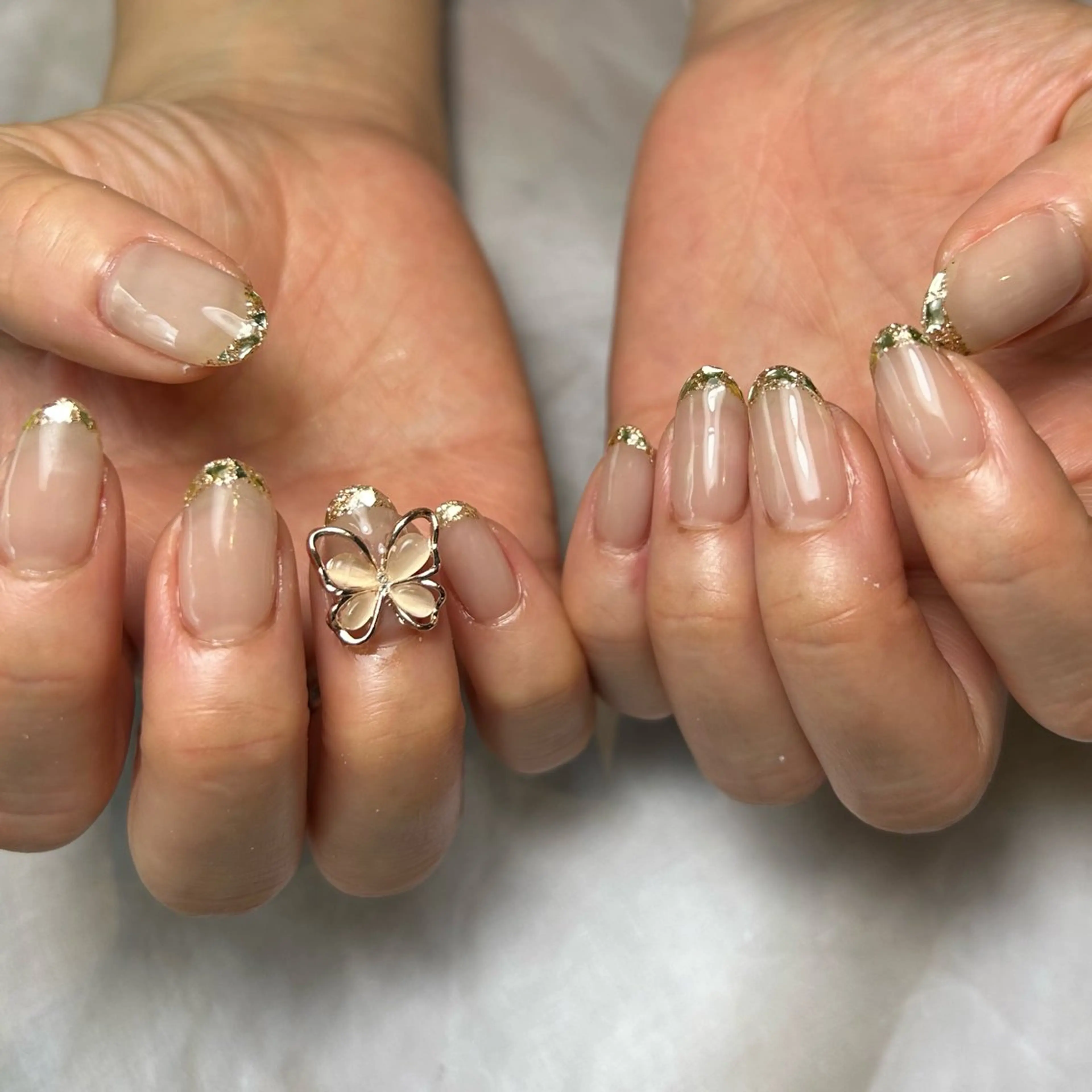 ネイル フレンチネイル ガラスフレンチ シンプルネイル ハンドネイル Reflection marikoのネイルデザイン