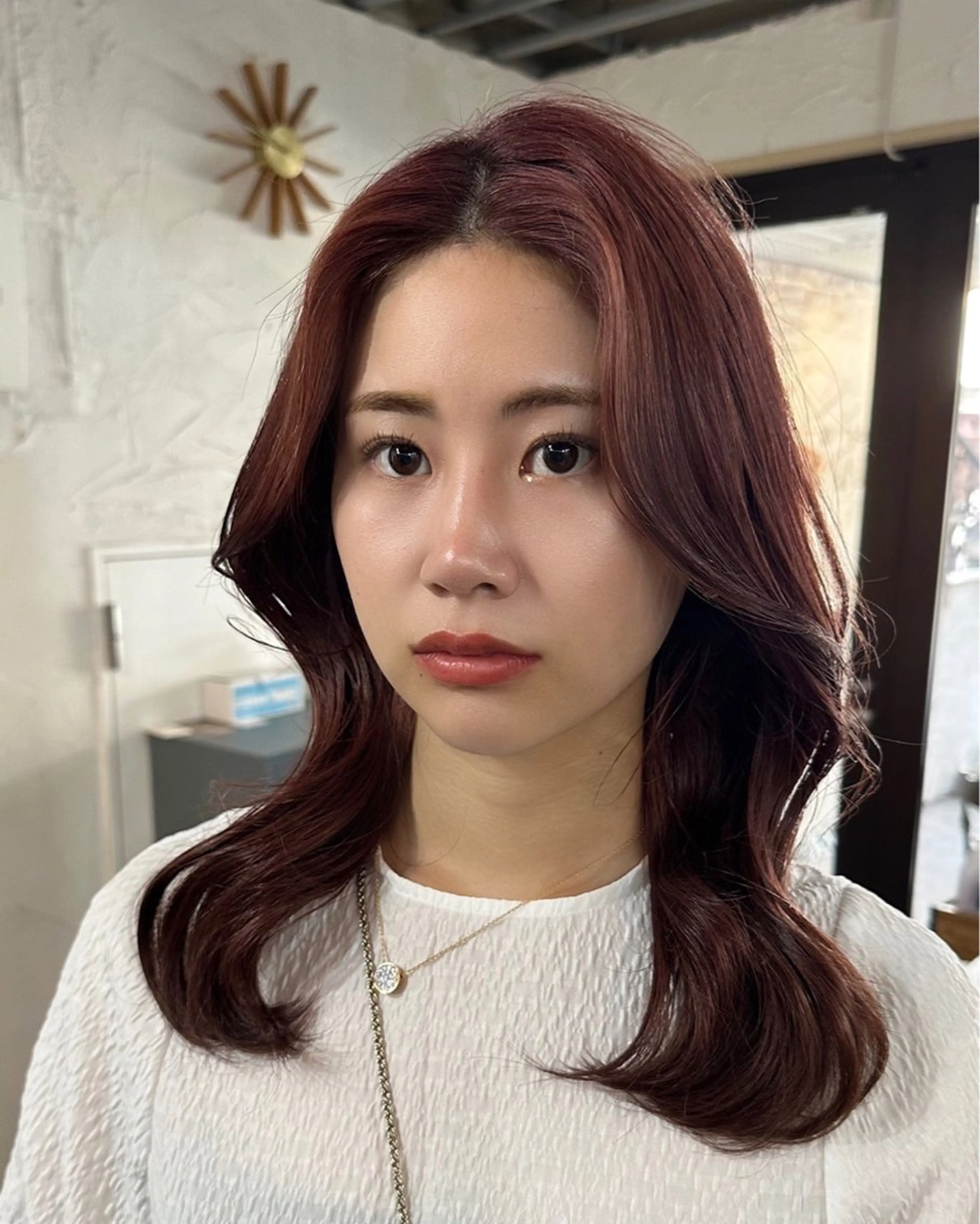 セミロング カラー グレージュ ボブ くびれヘア 顔まわりレイヤー 顔周りカット フリーランス所属・韓国ヘア レイヤー くびれヘアMATSUのヘアスタイル