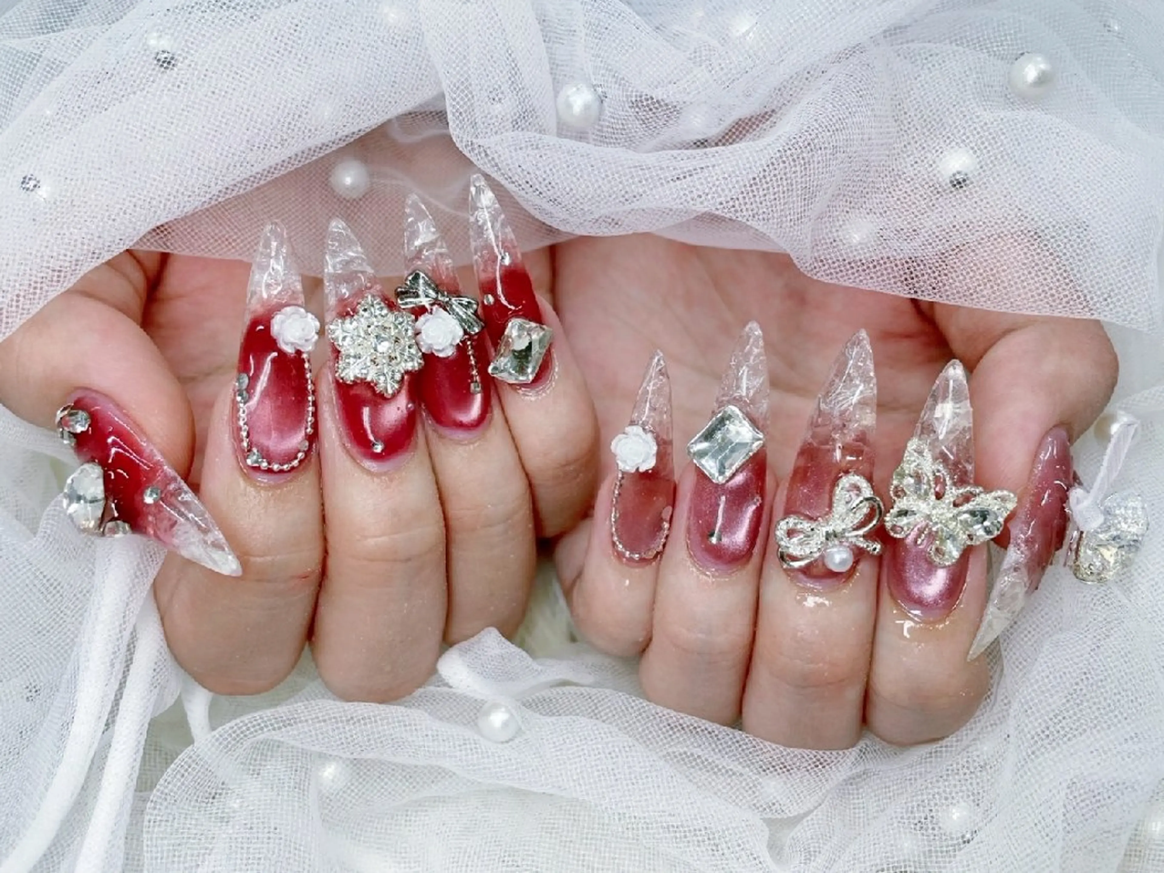 ネイル チークネイル 長さ出し フラッシュネイル フレンチネイル ジェルネイル Chouette Nailのネイルデザイン