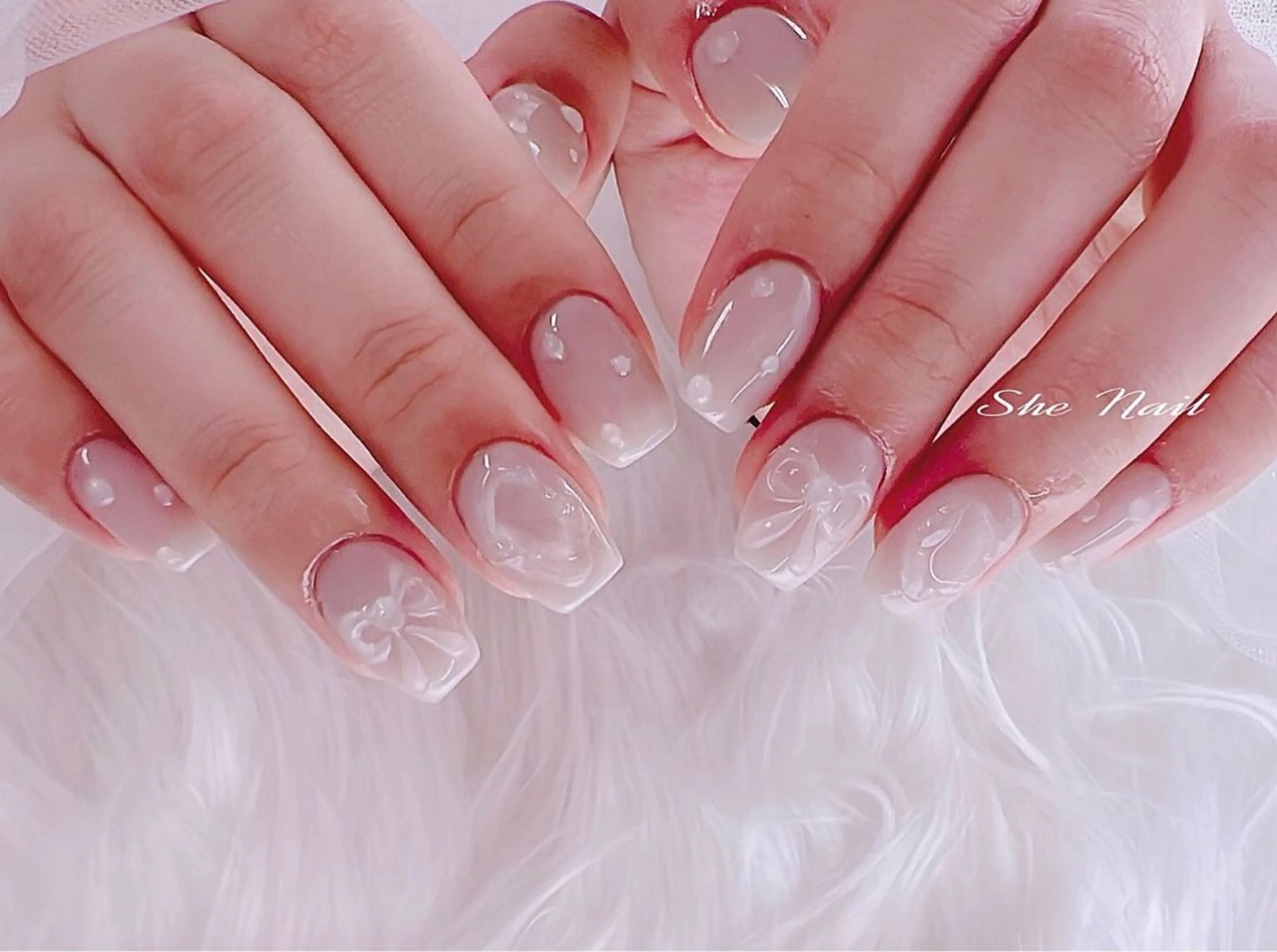 ネイル チークネイル 長さ出し フレンチネイル マグネットネイル ミラーネイル She   Nail所属・ISA_ BELLAのネイルデザイン