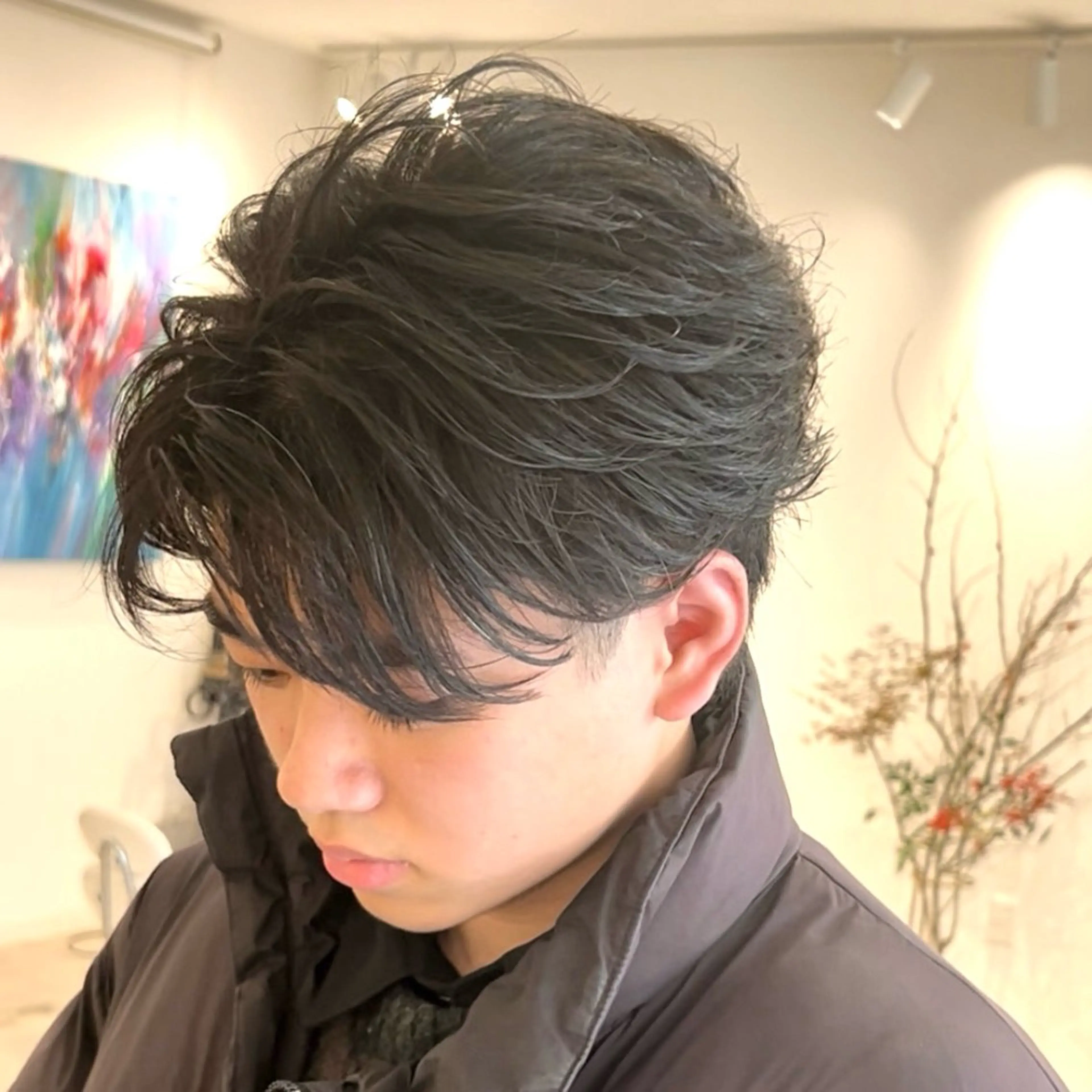 ショート パーマ メンズ フェザーパーマ メンズパーマ ショートヘア LIVEIL所属・リベイルけんた モデル募集のヘアスタイル