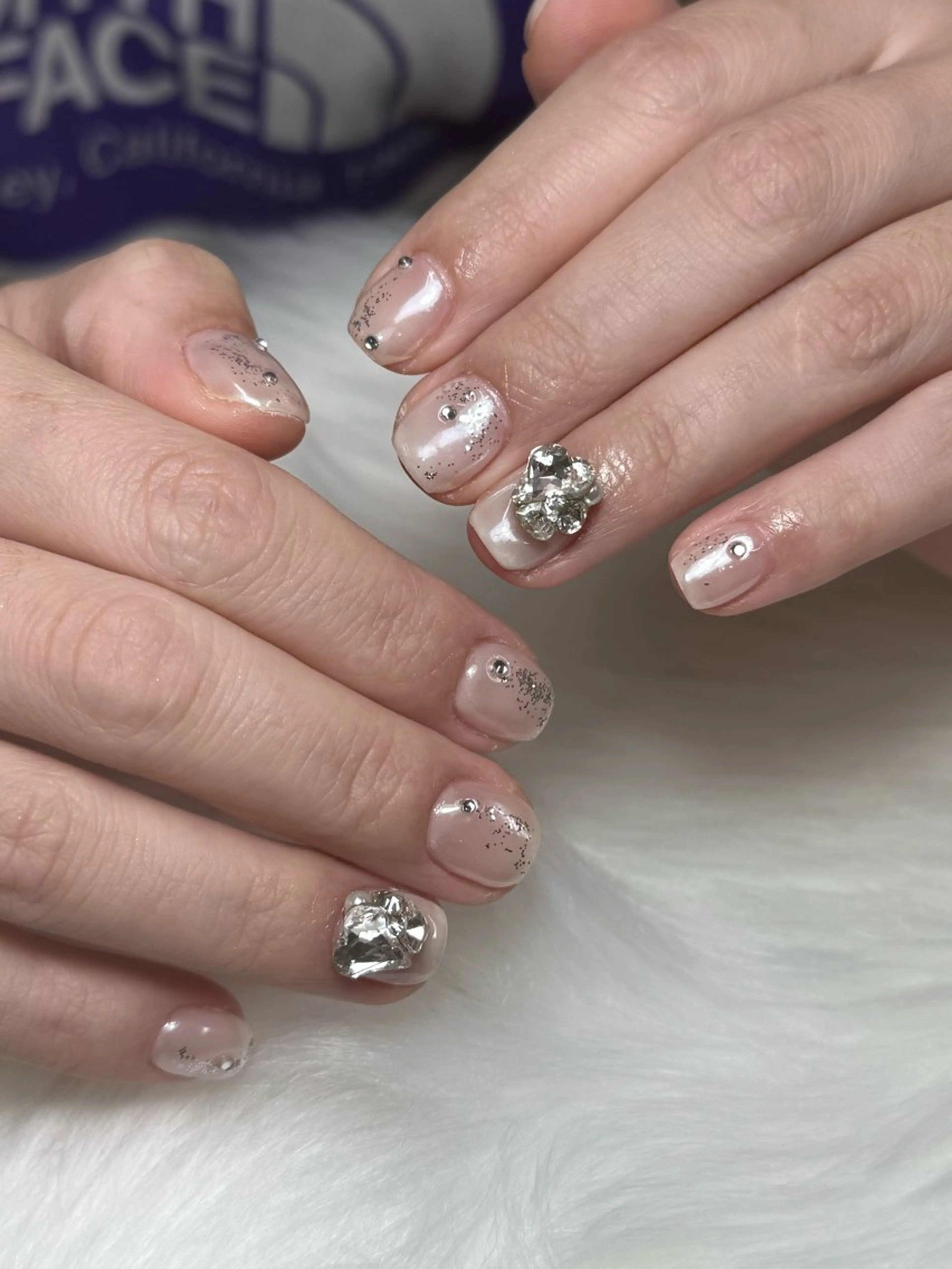 (オフあり)(自爪)ワンカラー＋パーツつけ放題の写真