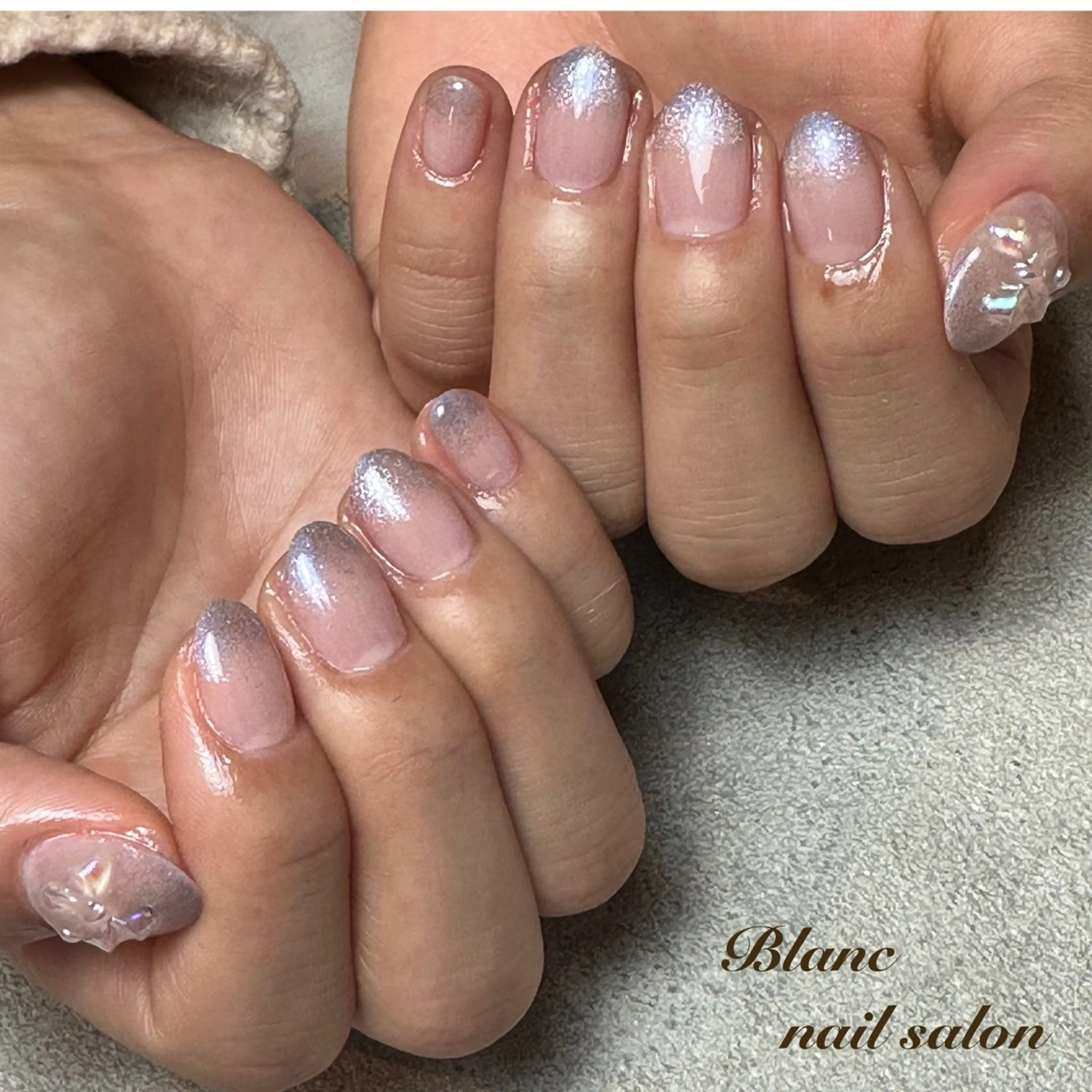 ネイル グラデーション ラメ(グリッター) ラメグラデーション ワンホンネイル Blanc ブランのネイルデザイン