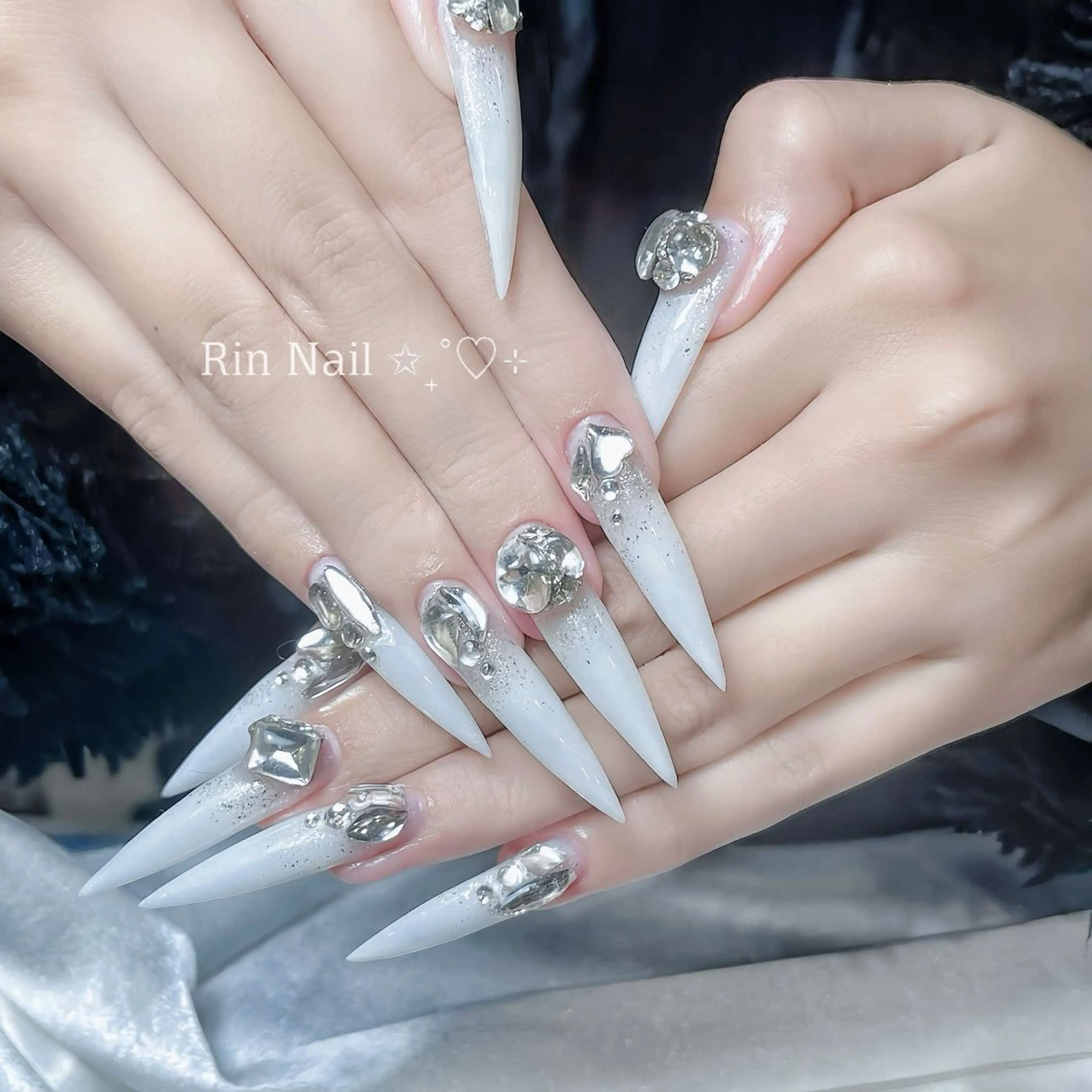 ネイル アートネイル チークネイル ジェルネイル ロングネイル マグネットネイル ハンドネイル Rin Nail 新大久保店のネイルデザイン