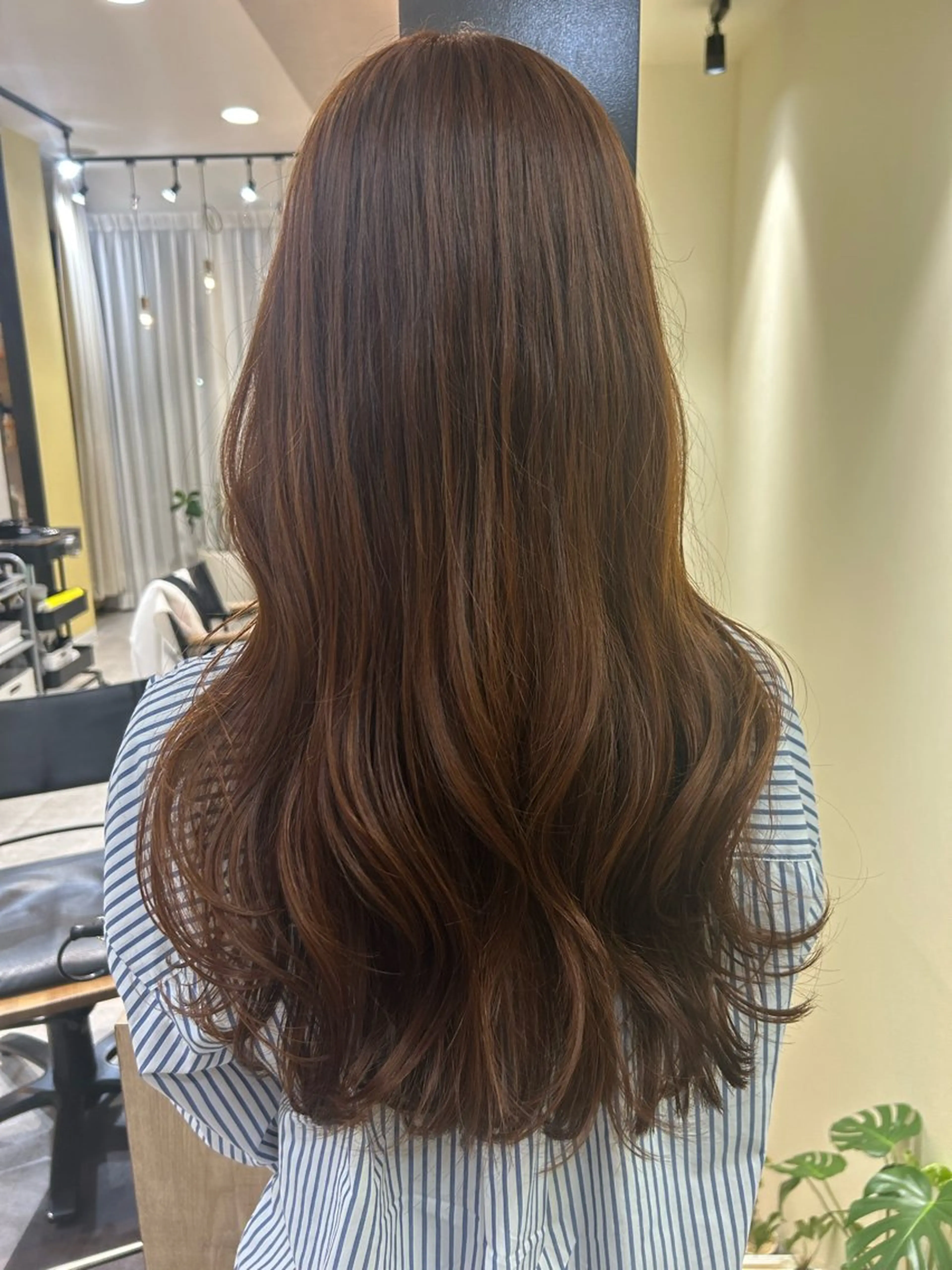 ロング カラー ブラウンカラー オレンジ オレンジブラウン カット ヘアカラー トリートメント hub hair レイヤー/透明感のヘアスタイル