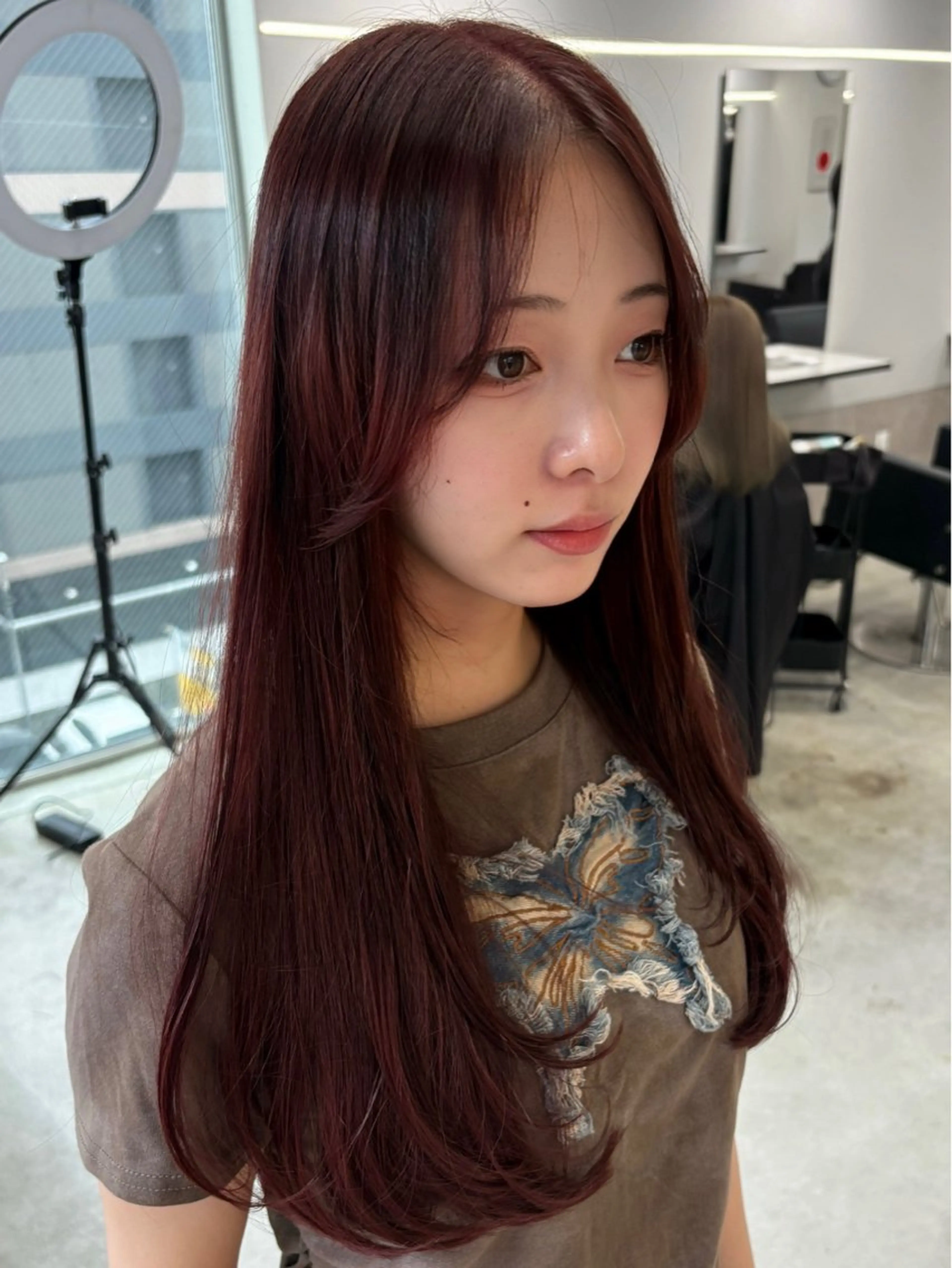 ロング ヨシンモリ 韓国風ヘア レイヤーカット 縮毛矯正 カット ヘアカラー 韓国レイヤー🇰🇷 福澤　和嗣のヘアスタイル