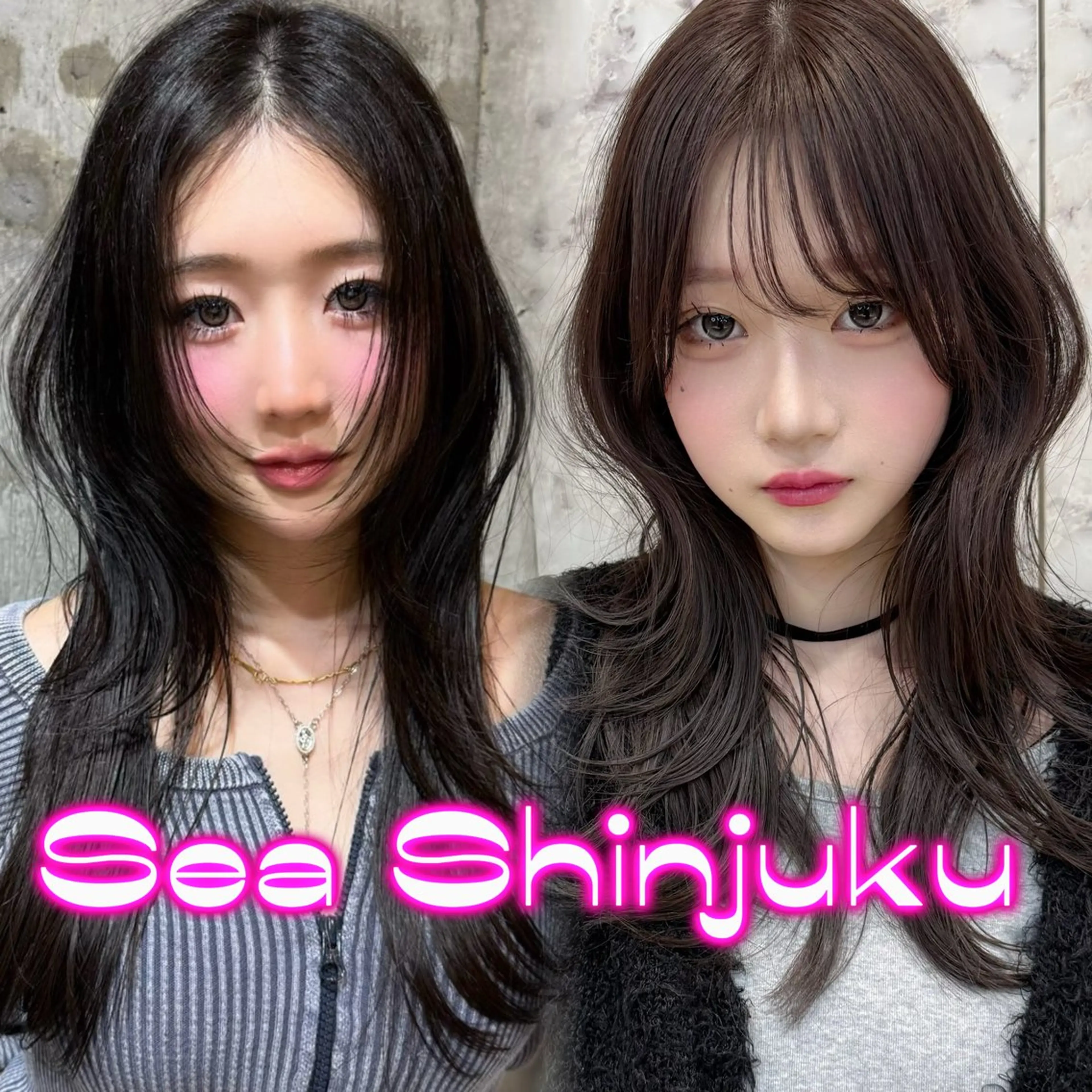 ロング カラー くびれヘア 顔周りカット ハッシュカット 小顔カット Sea Shinjuku所属・ハッシュカット/ 韓国レイヤーTERUのヘアスタイル