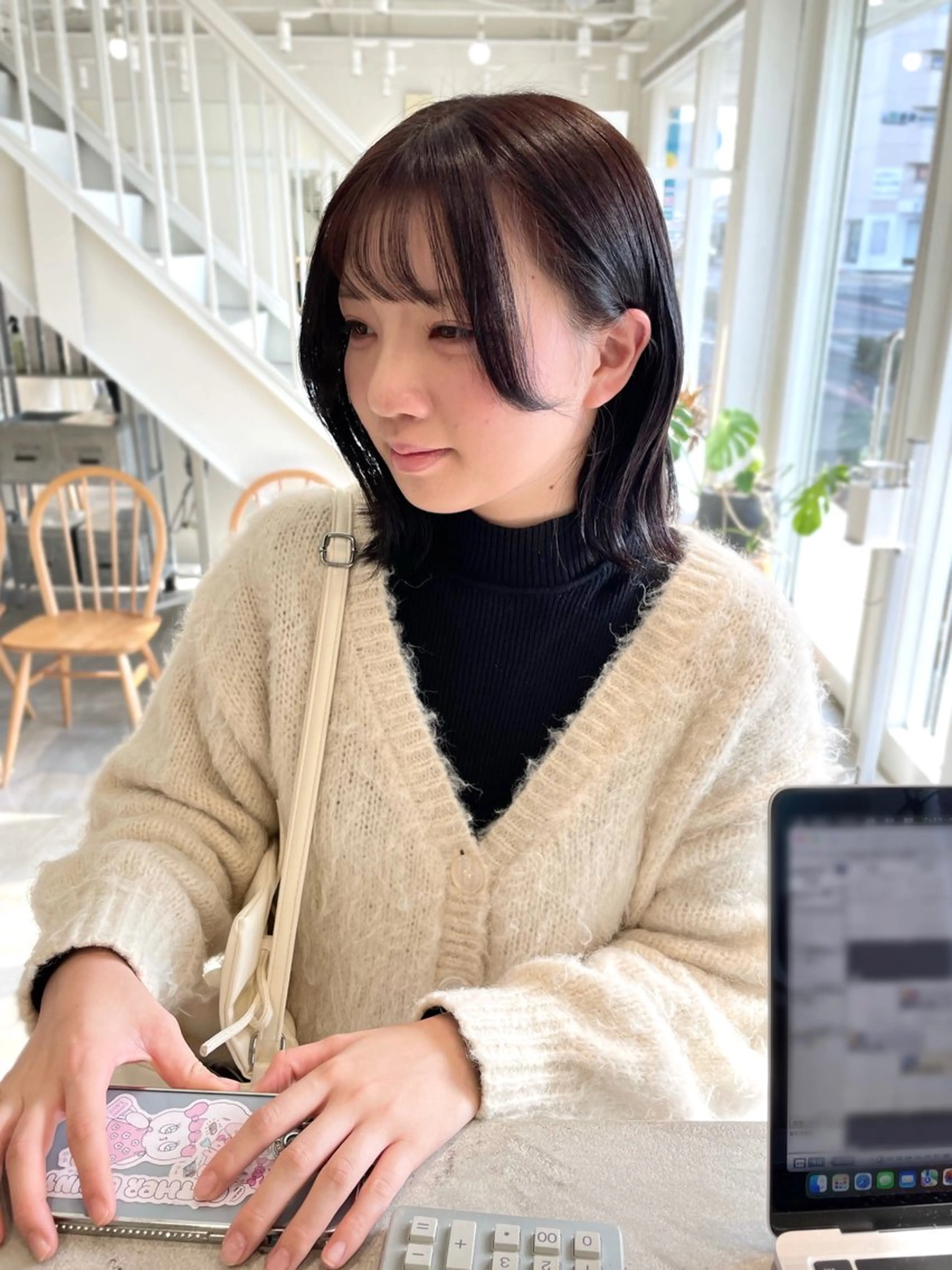 ミディアム カラー ヘアカラー 林 千聖のヘアスタイル