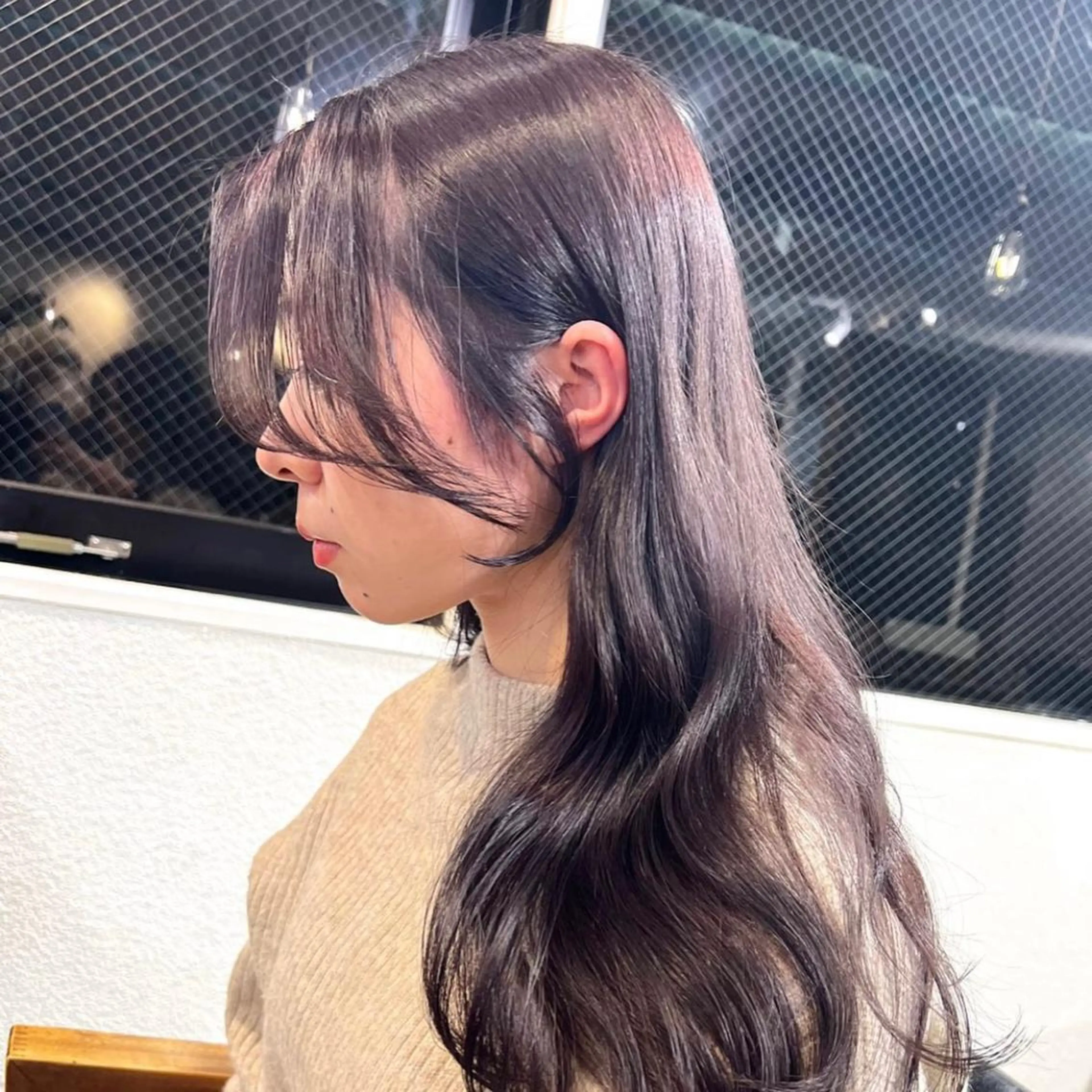 ロング カラー グレージュ パープルカラー パープルグレージュ 韓国ヘア /男女❄️ 細江 美紅のヘアスタイル