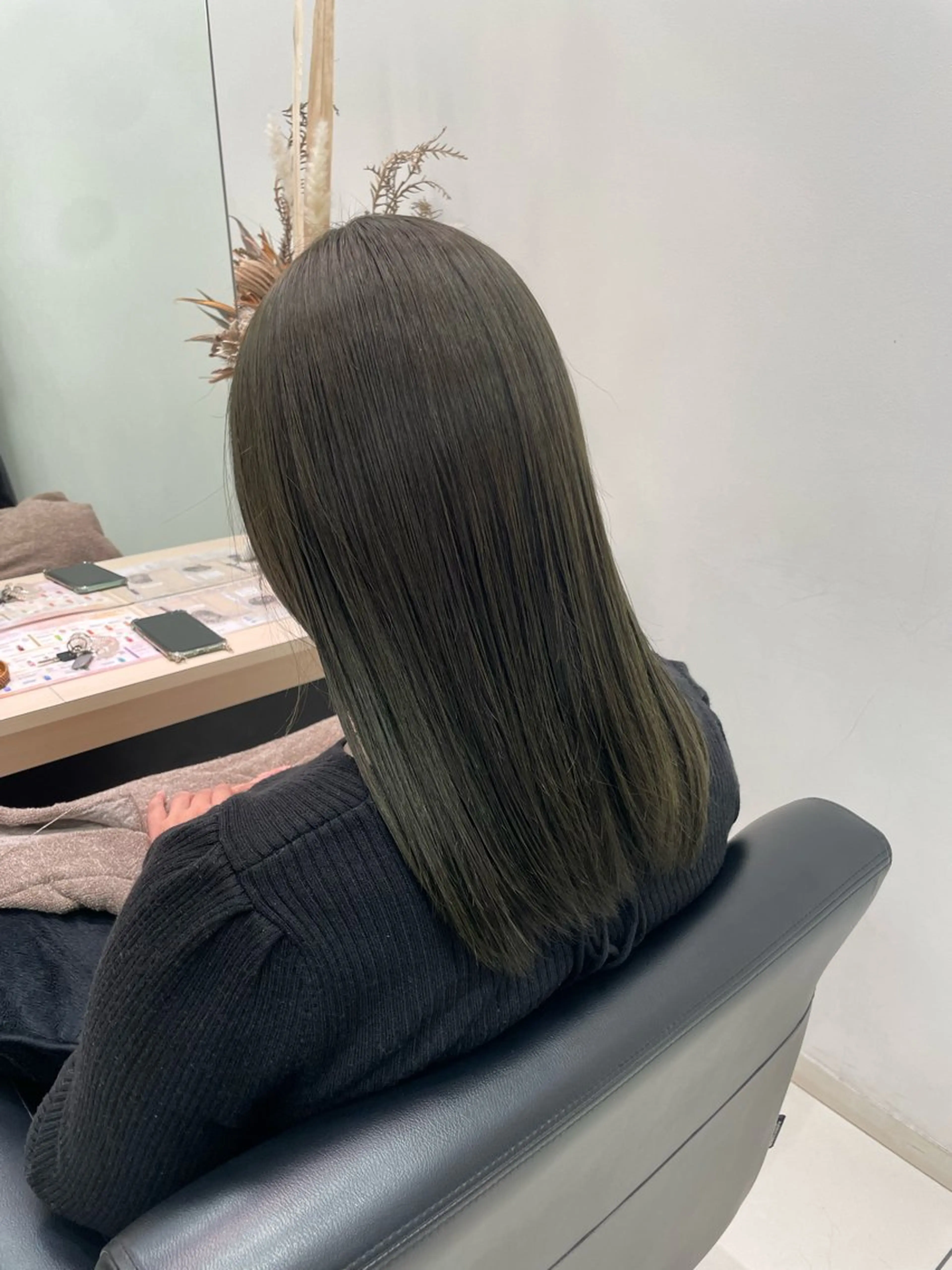 セミロング カラー オリーブカラー カット ヘアカラー クロスパーマ/うる艶 カラー/Kurumiのヘアスタイル