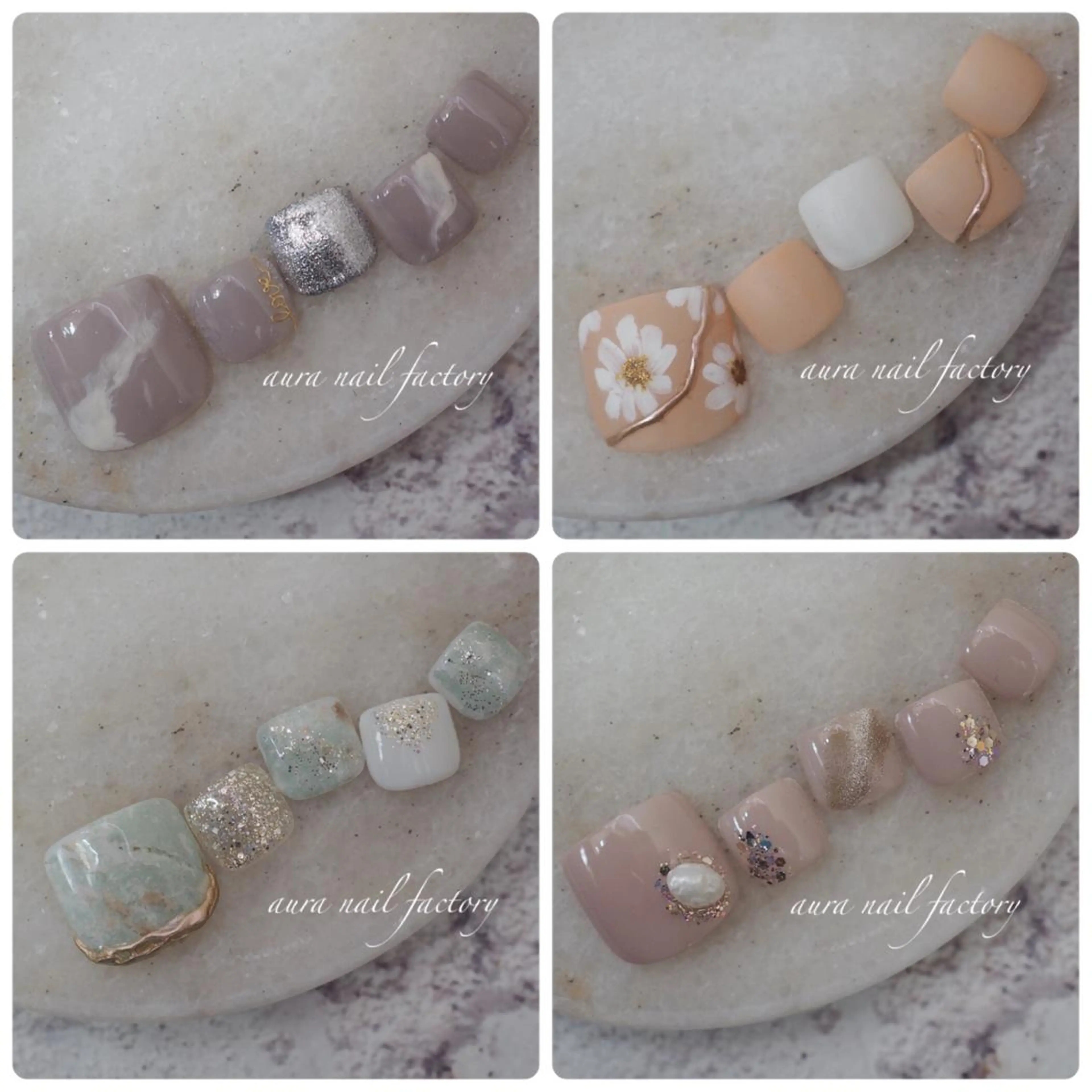 ショート カラー ネイル フットネイル 赤羽　アウラ ネイルファクトリーのネイルデザイン
