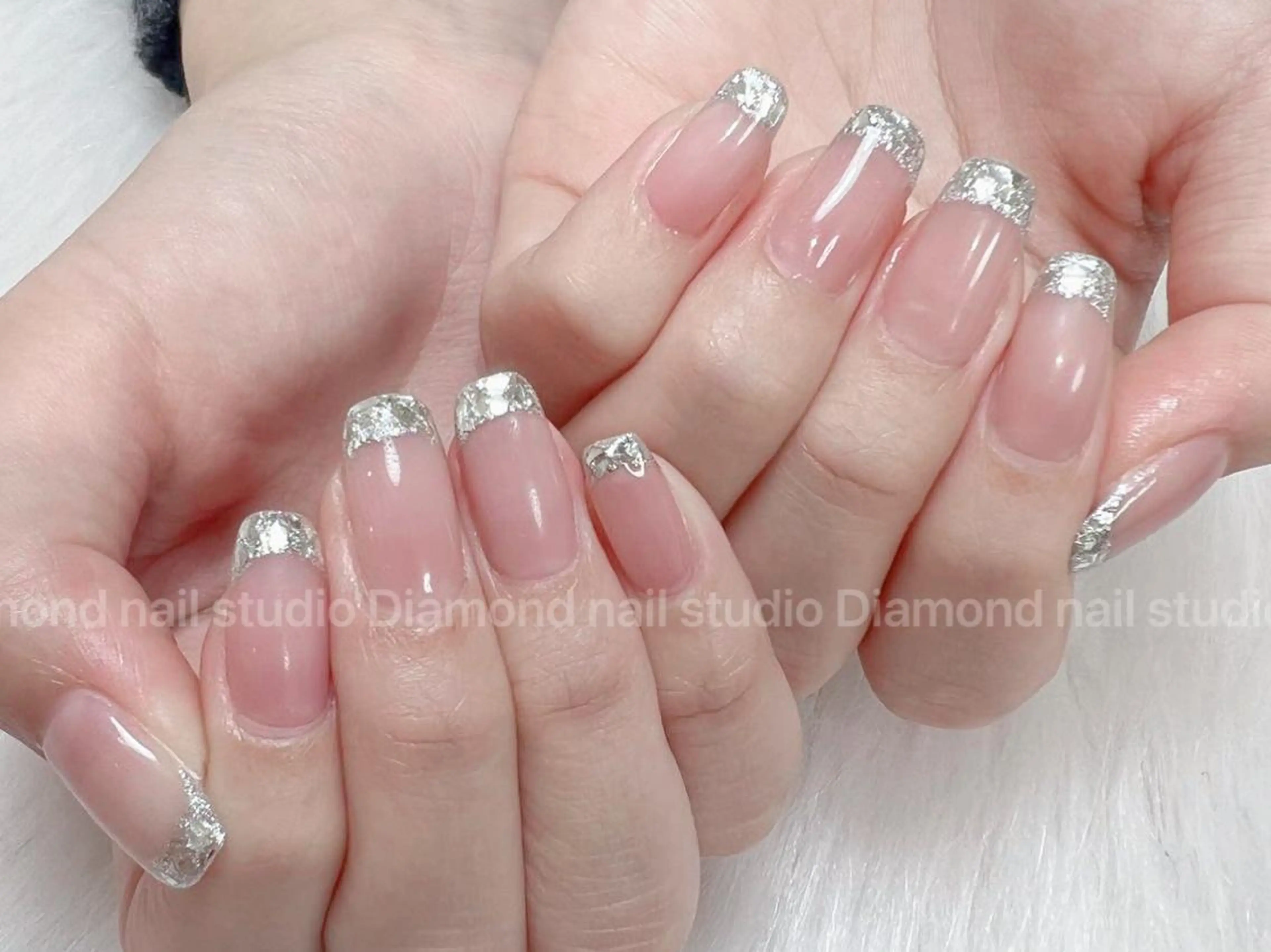 ネイル フレンチネイル ガラスフレンチ ハンドネイル Diamond NAIL✨のネイルデザイン