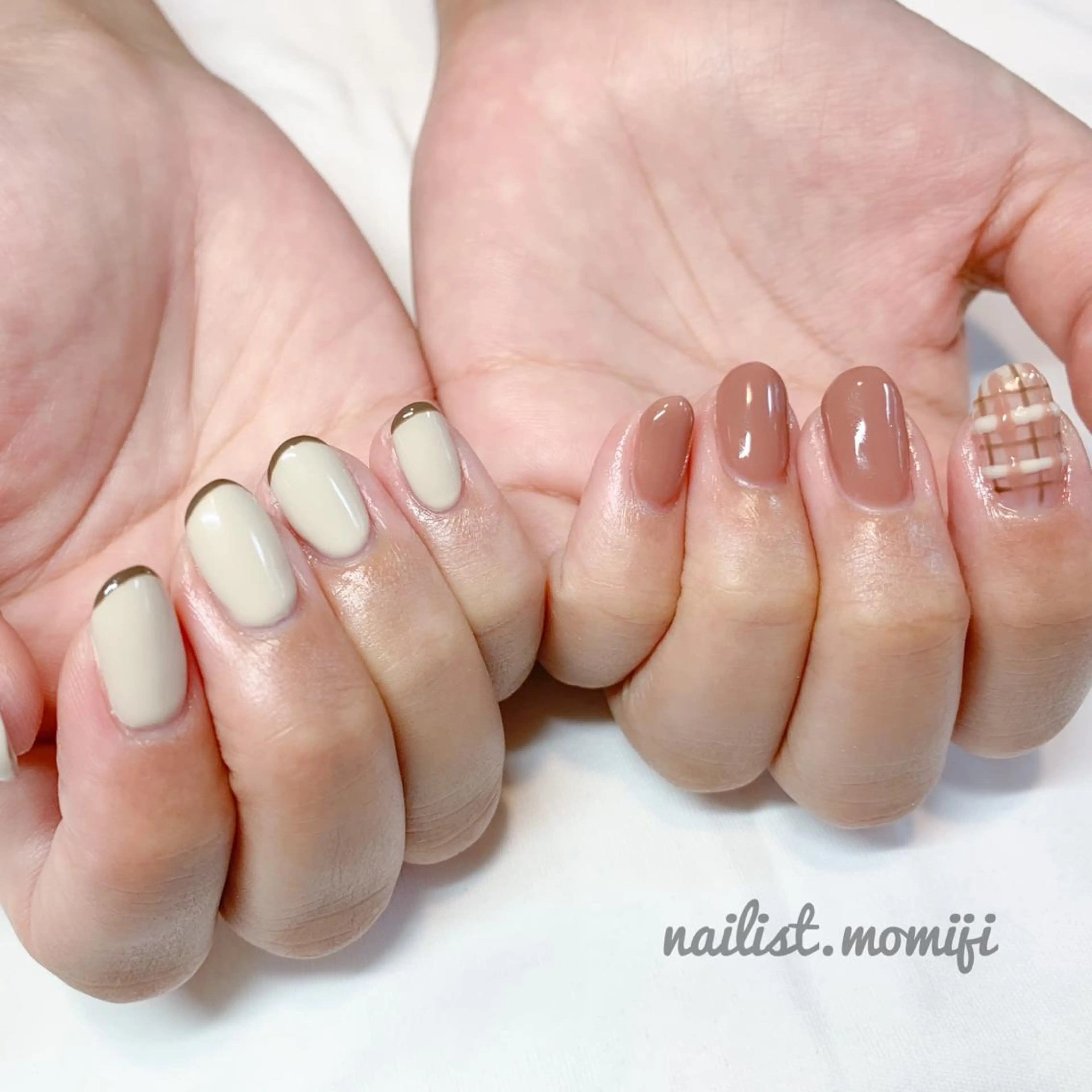 ネイル ブラウン フレンチネイル nailist_ momijiのネイルデザイン