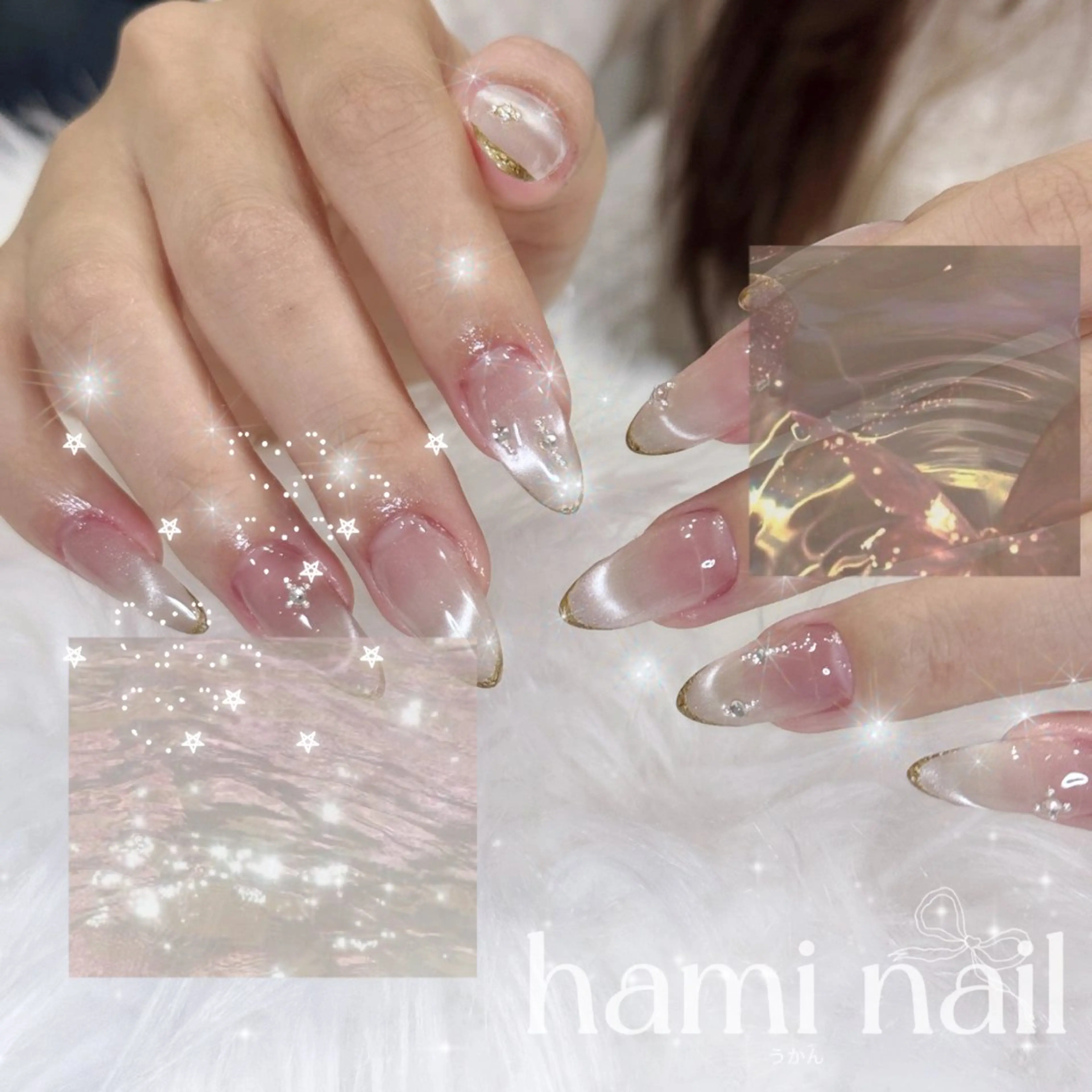 ネイル ハンドネイル ハンドケア 🎀うかん 🎀チップ長さ出しのネイルデザイン