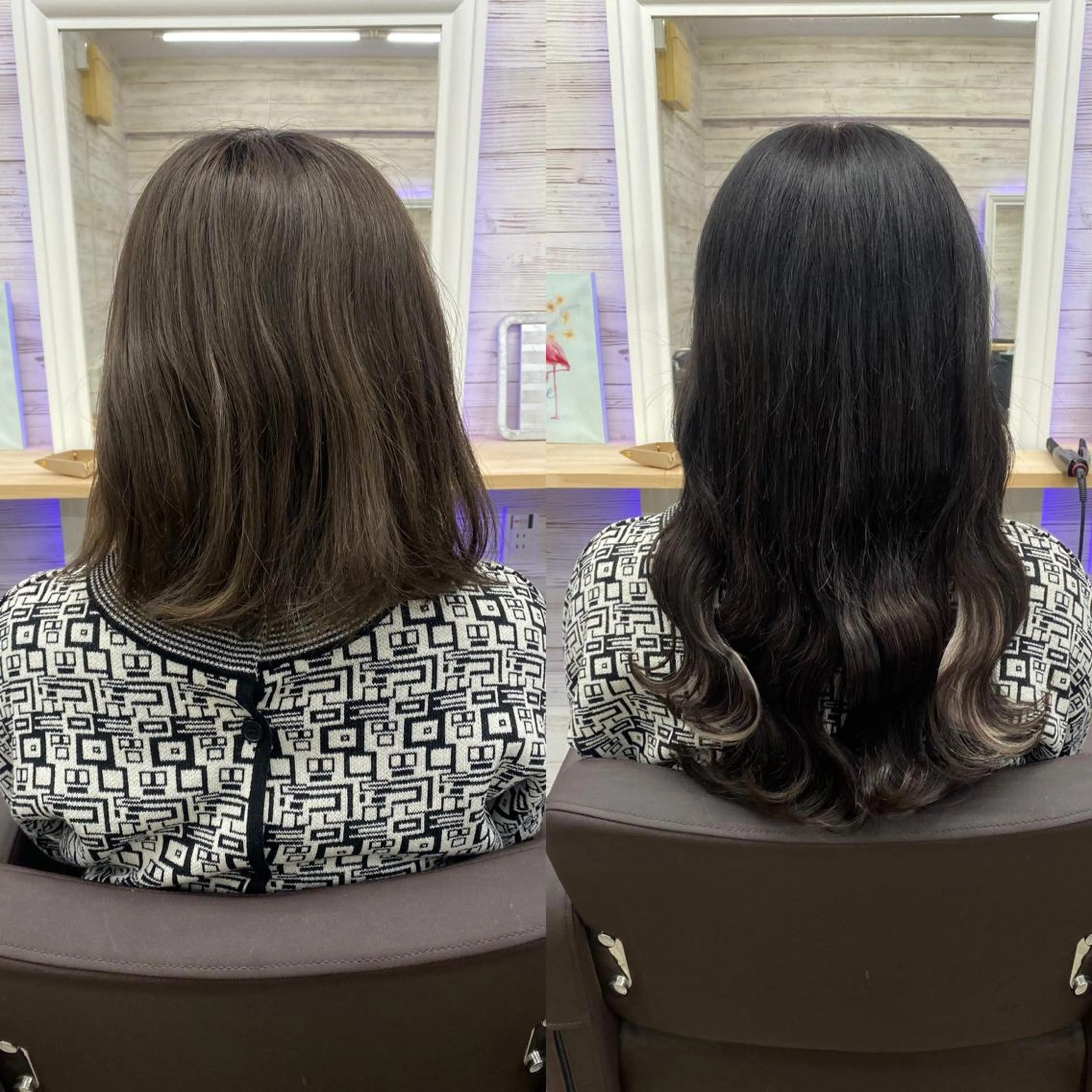 セミロング カラー ヘアアレンジ アイブロウ ショートボブ 編み込みエクステ シールエクステ セミロングパーマ バレイヤージュ LAVENDIA Azabu所属・LAVENDIA 初音のヘアスタイル