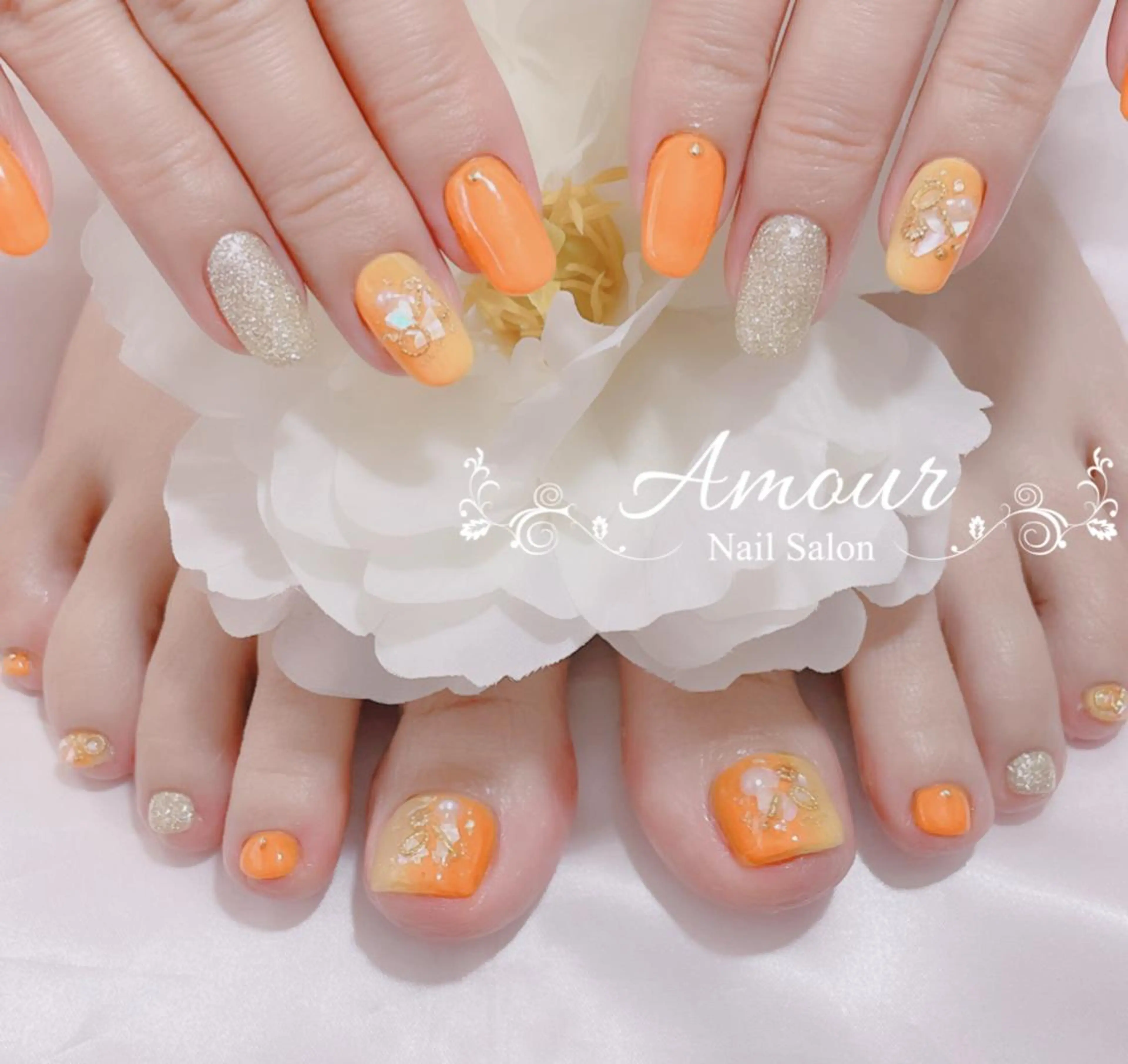 ネイル フットネイル おそろいネイル nailsalon ♡amour♡のネイルデザイン