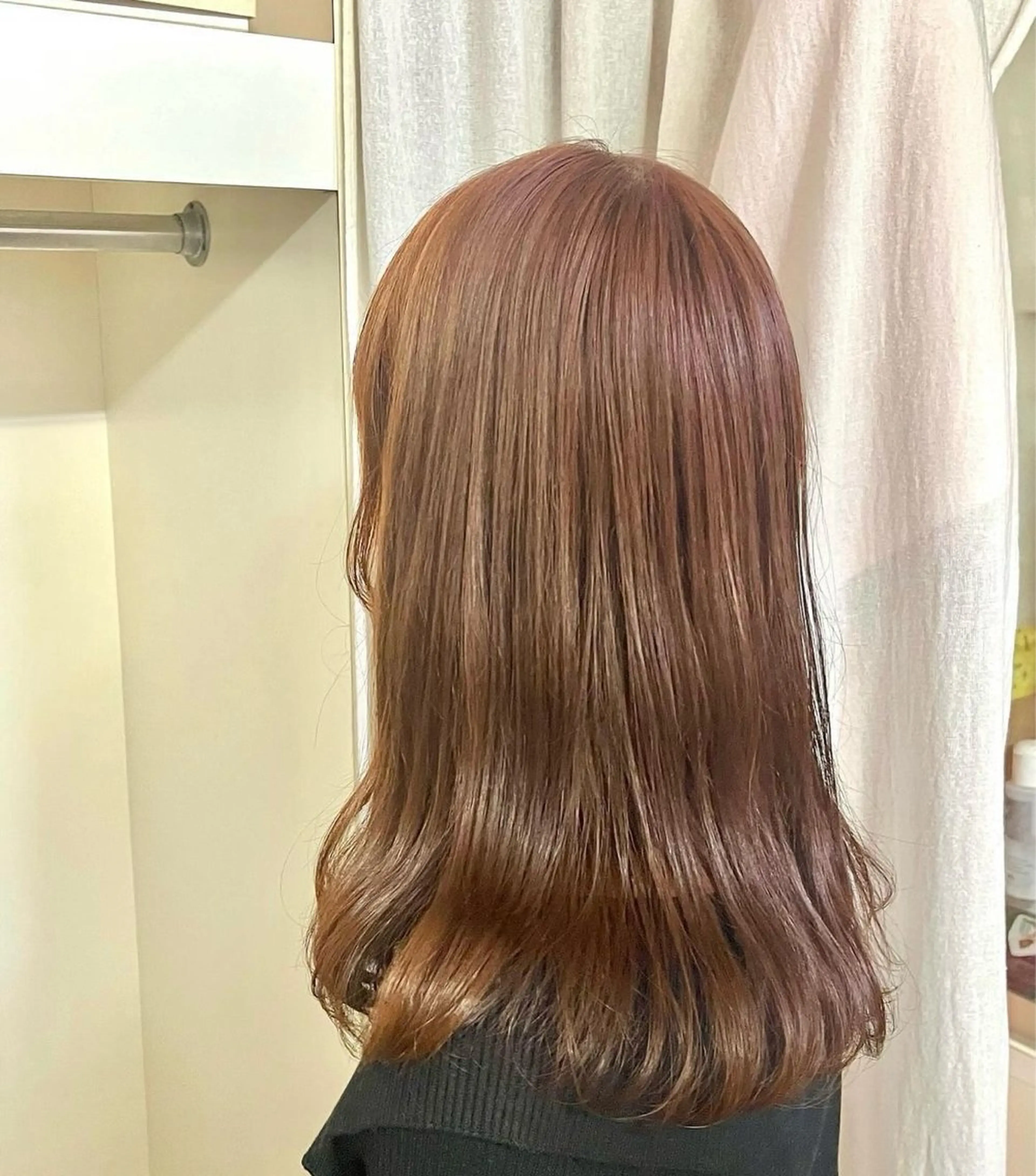 セミロング カラー ブラウンカラー オレンジ オレンジブラウン 骨格似合わせカット/ ナチュラルヘアのヘアスタイル