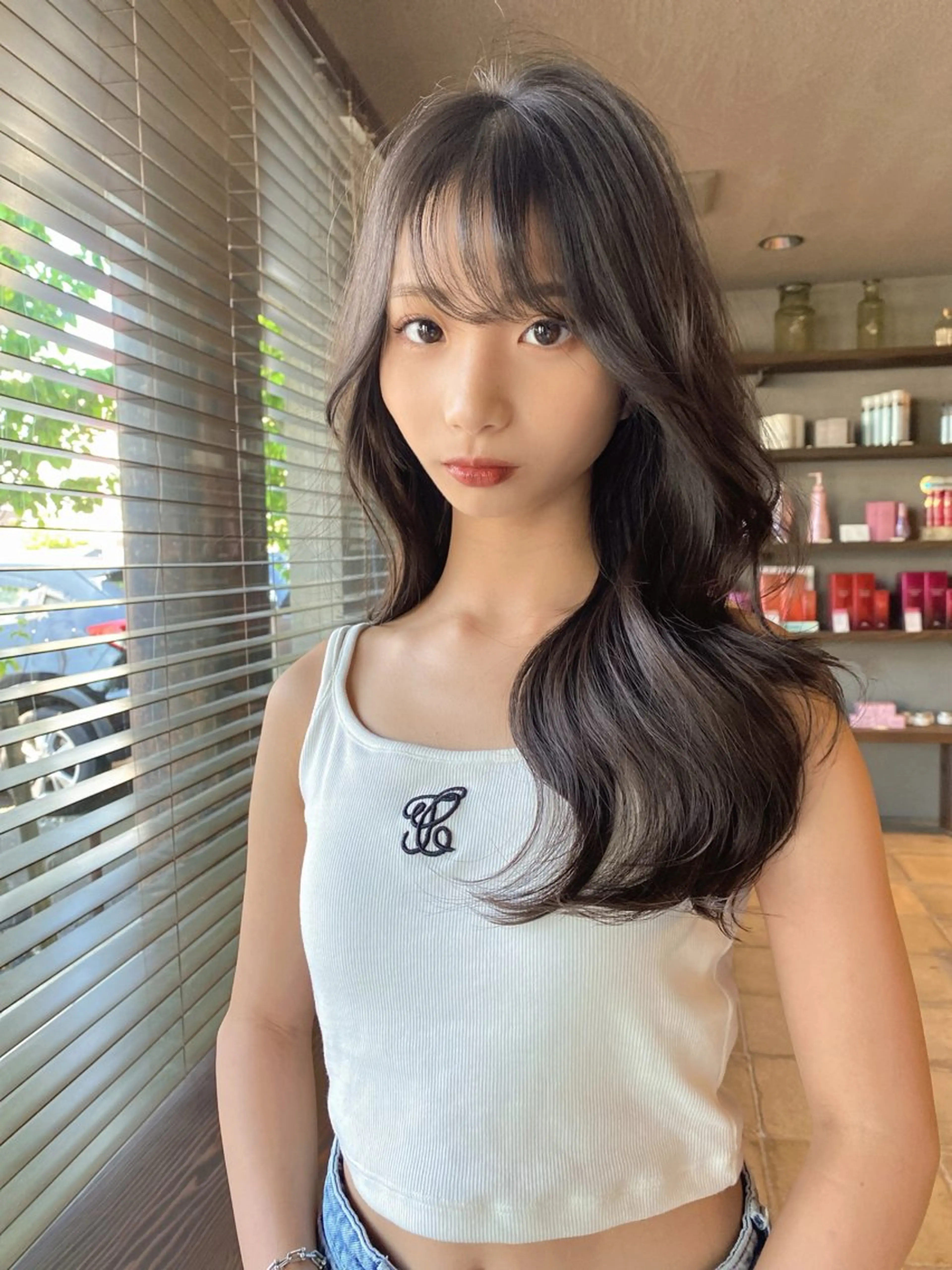 セミロング レイヤー/顔まわり 縮毛矯正/月城宏清のヘアスタイル