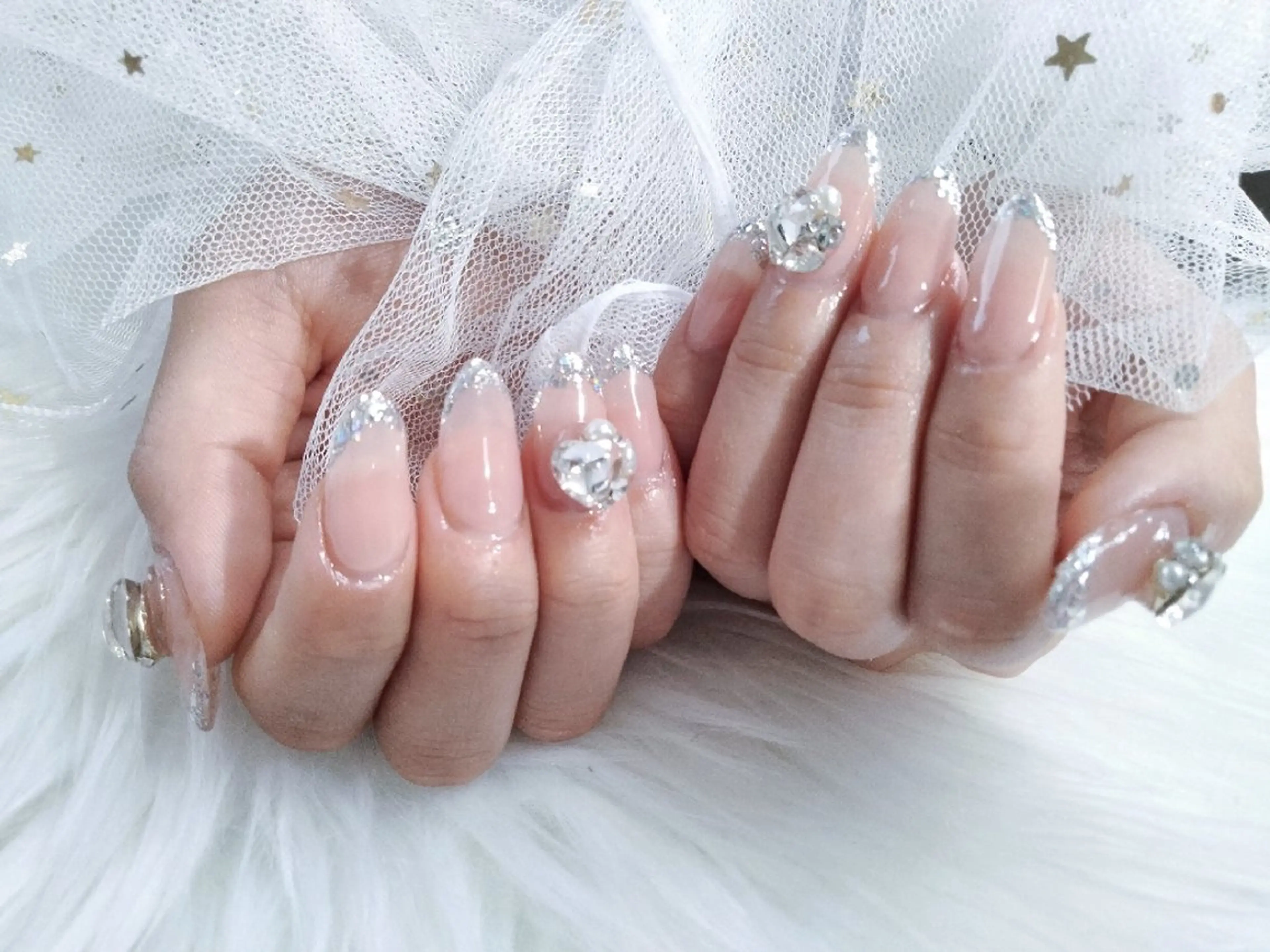 ネイル 長さ出し フレンチネイル ガラスフレンチ ネイルチップ ハンドネイル ハンドケア Beaubie  nailサロンのネイルデザイン