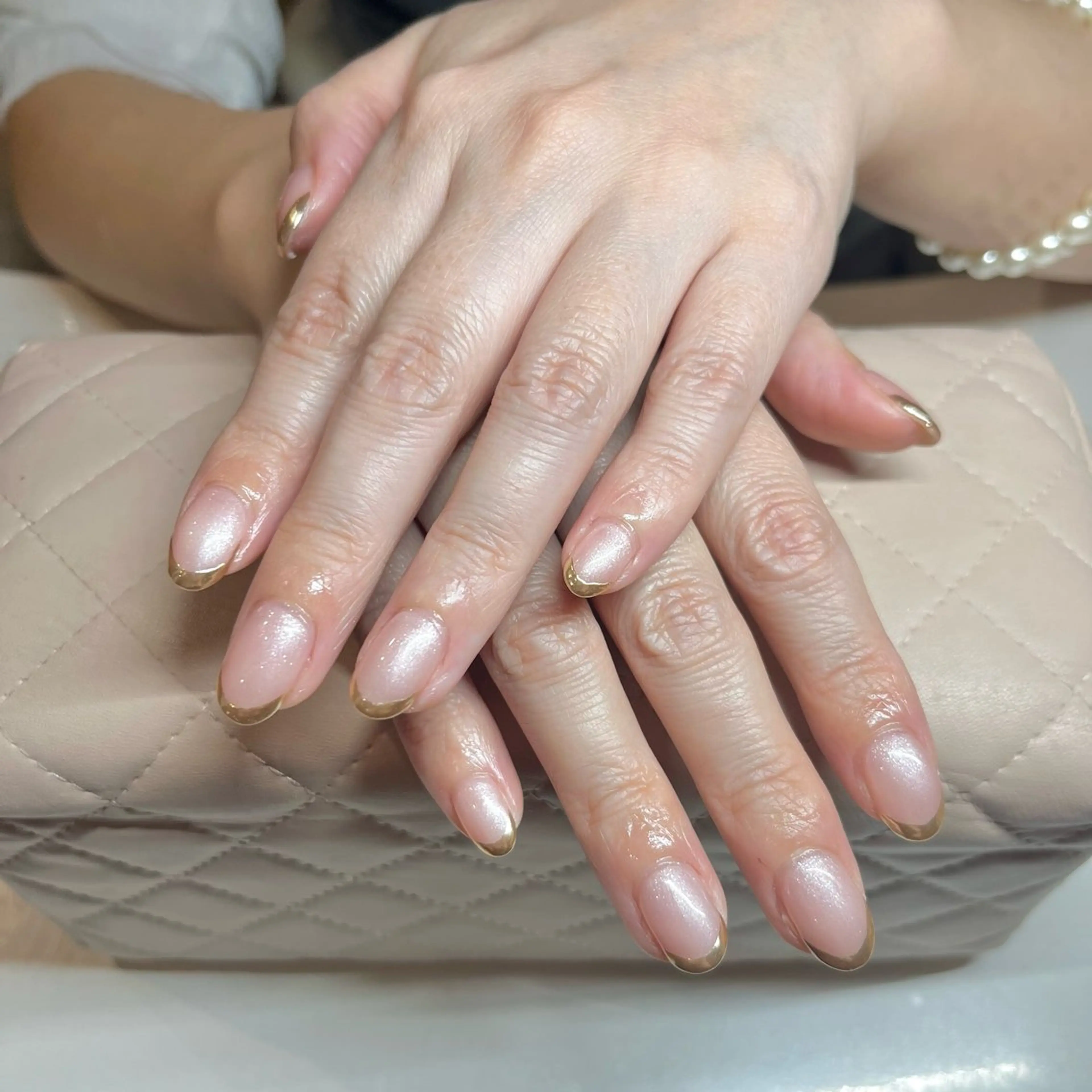 ネイル フレンチネイル ミラーネイル ピンク 春ネイル ハンドネイル イーミリー市川店 moekaのネイルデザイン