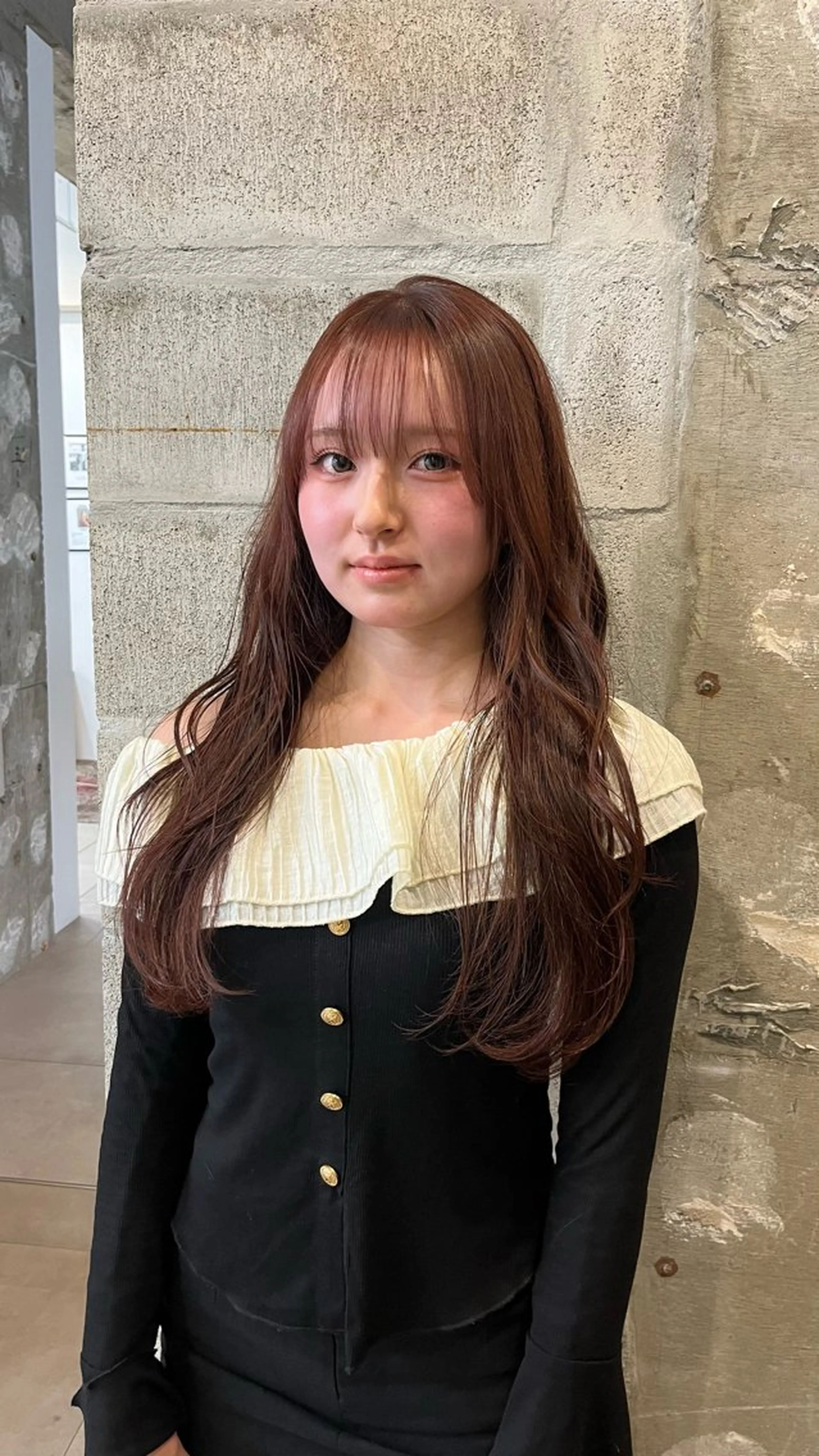 ロング ピンクブラウン ヘアカラー riko／ SYS by fitのヘアスタイル