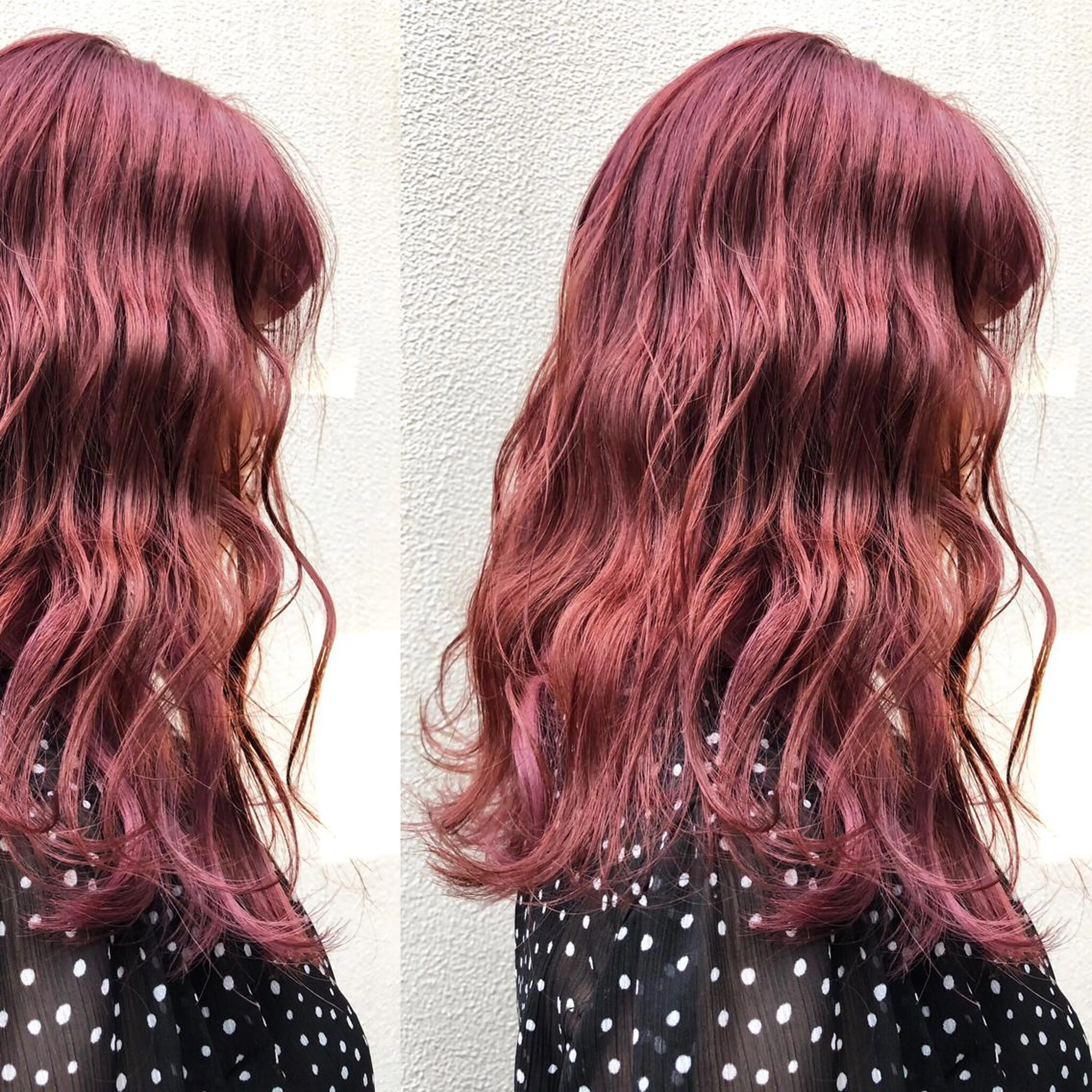 ミディアム カラー ピンクカラー カット ヘアカラー トリートメント ツキノキ ミナのヘアスタイル